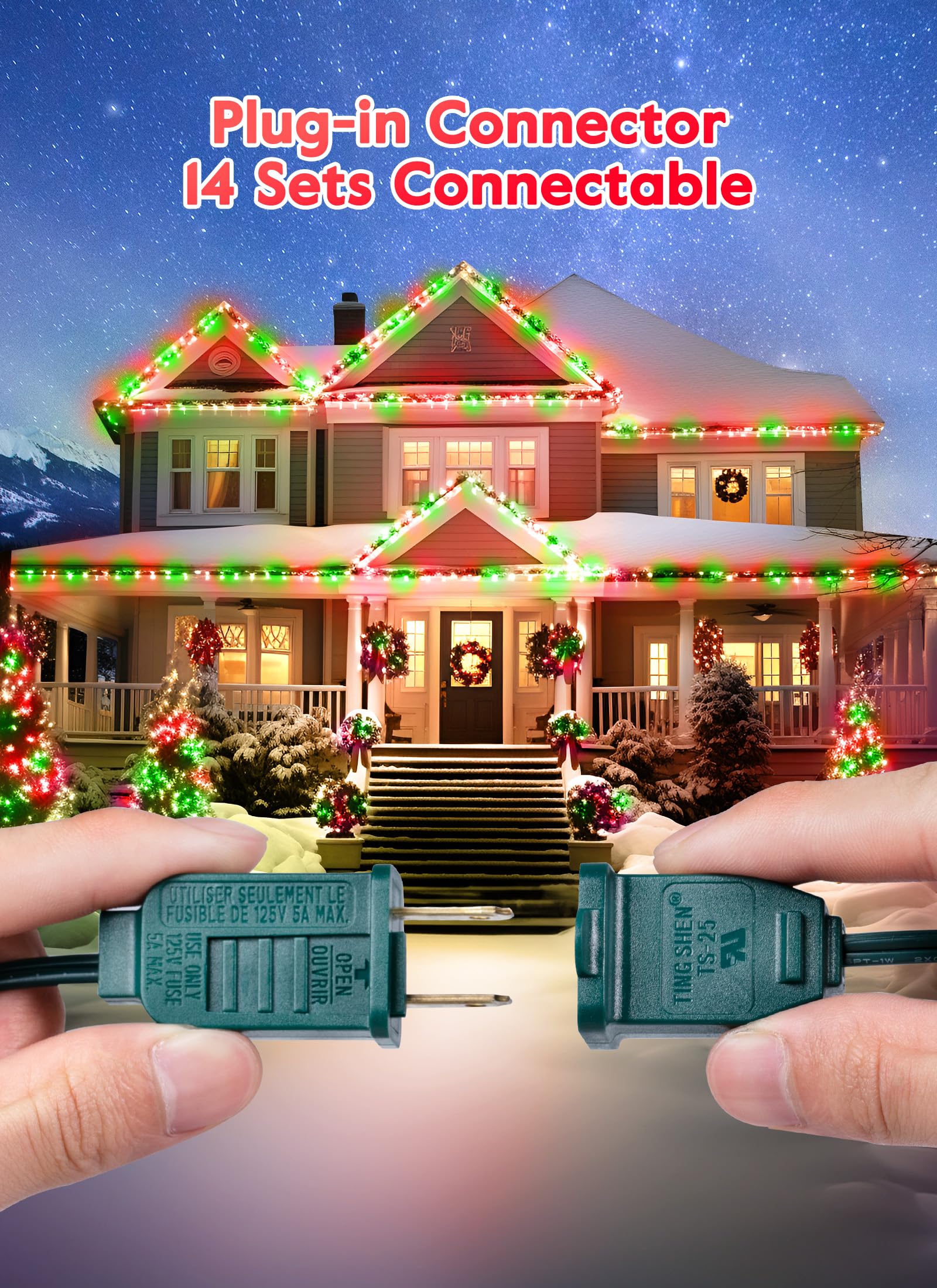 Vintage C9 Led Christmas Lights Outdoor, 50 Feet C9 String Lights With 50 Shatterproof Matte Bulbs, Connectable Waterproof Light