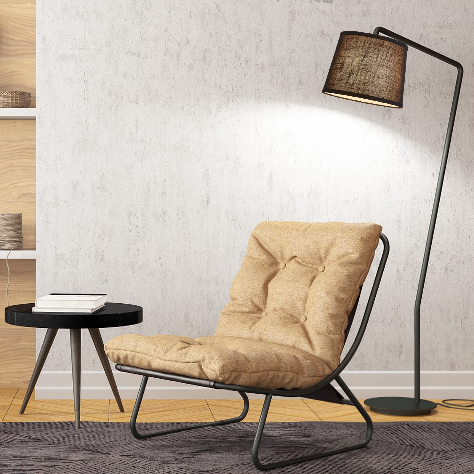 Luvkczc Black Fabric Drum Lampshades Set Of 2, 13 Top X 11 Bottom X 10 High, Includes Harp Holder, Model L-31005