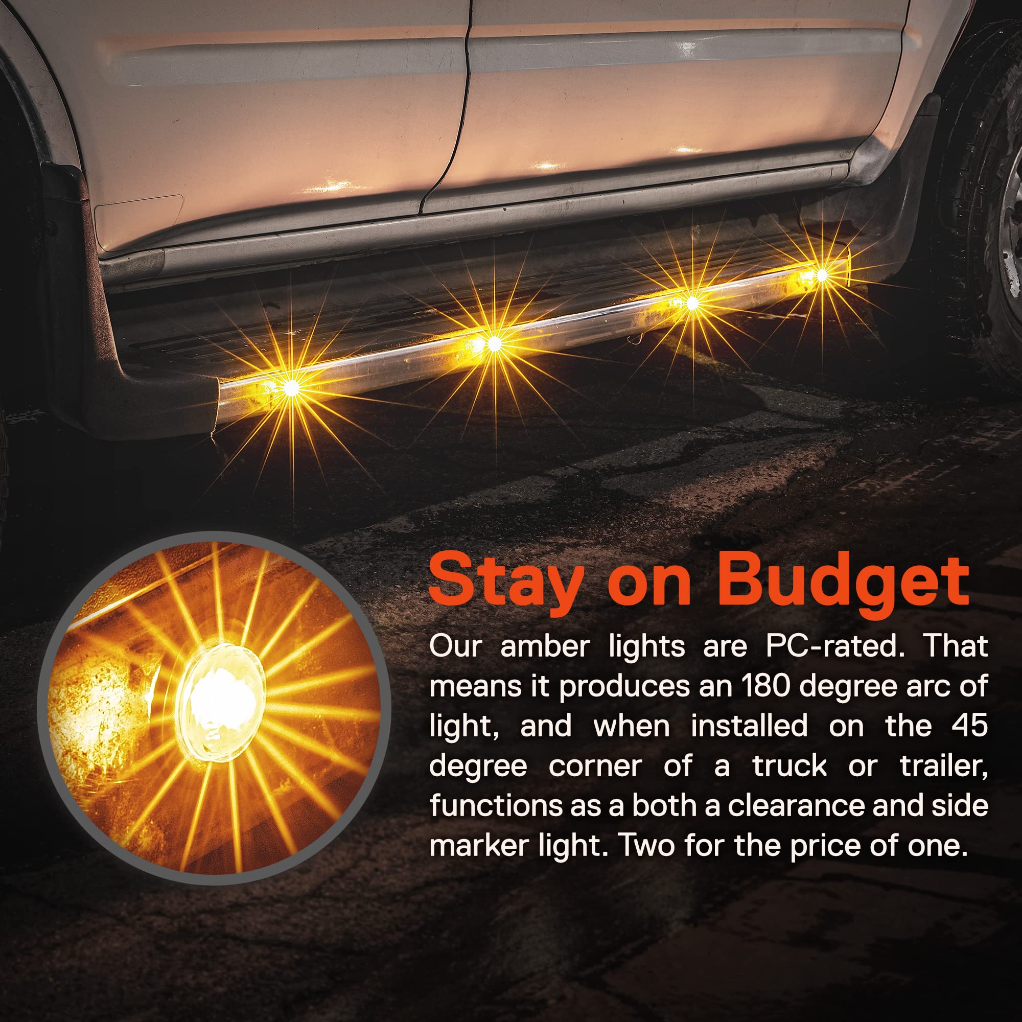 ONLINE LED STORE 10pc Amber Round LED Trailer Marker Lights - IP67 Waterproof, DOT Approved, project piece Style