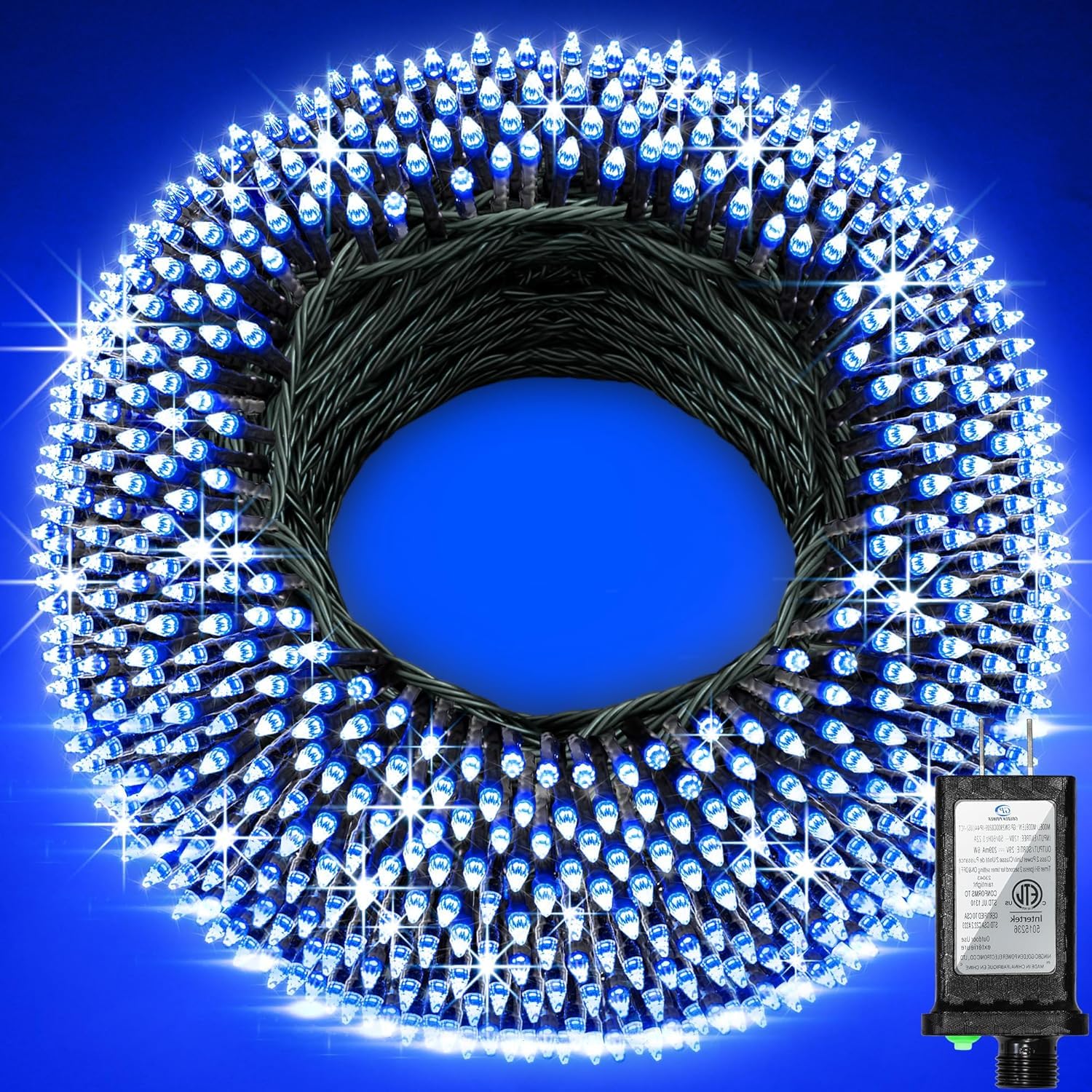340 Led 90Ft Christmas String Lights Outdoor  12 Pro Modes And Timer Memory & Brightness  Plug In Outdoor Waterproof Green Wire Twinkle Light For For Xmas Yard Tree Wedding Party Decor (Blue)