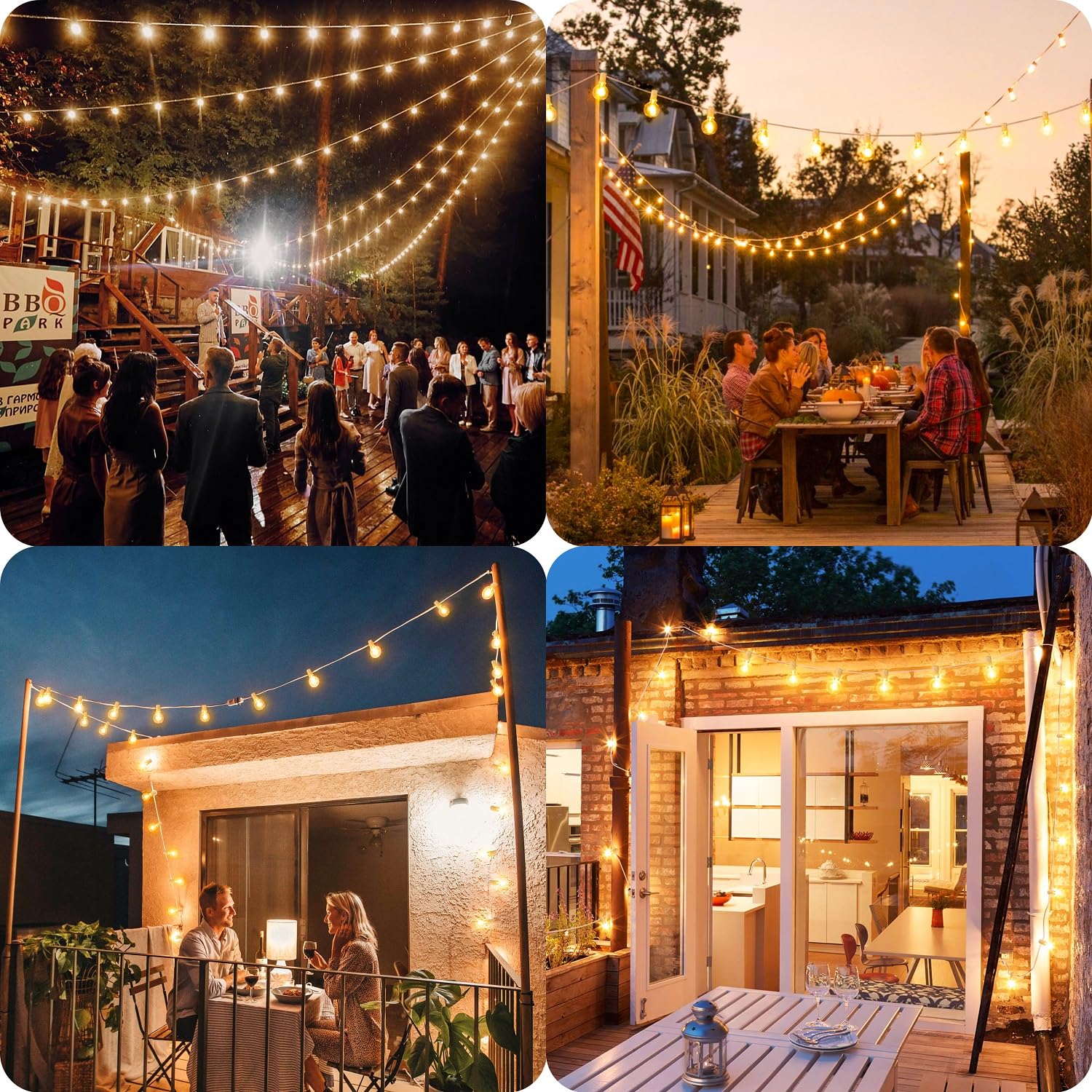 Mlambert 300Ft(3X100Ft) Led Outdoor String Lights Dimmable Waterproof G40 Globe Patio Lights With 150+7 Warm White Bulbs For Bis