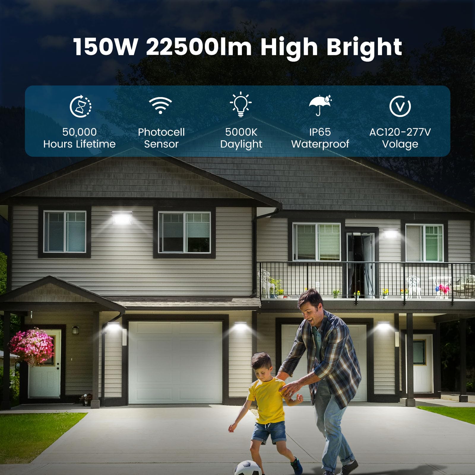 Aphyni 150W LED Wall Pack Light 2 Pack, Dusk to Dawn, 22500LM, 5000K, Dark Bronze, Model WP12F-150W-S00