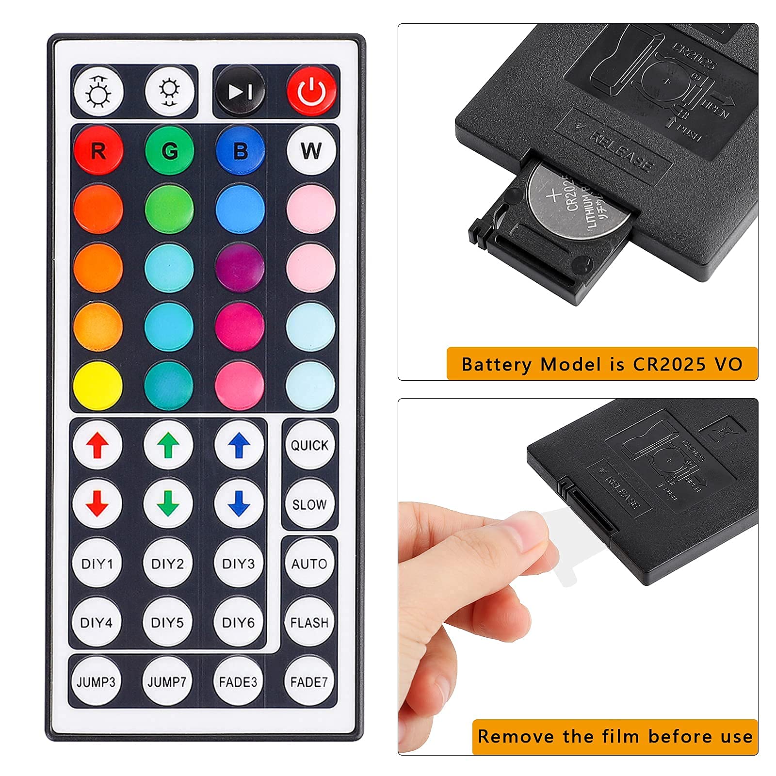 SUPERNIGHT 44 Keys RGB LED Light Strip Remote Controller for SMD 5050 2835 3528 Lights - Multi Color