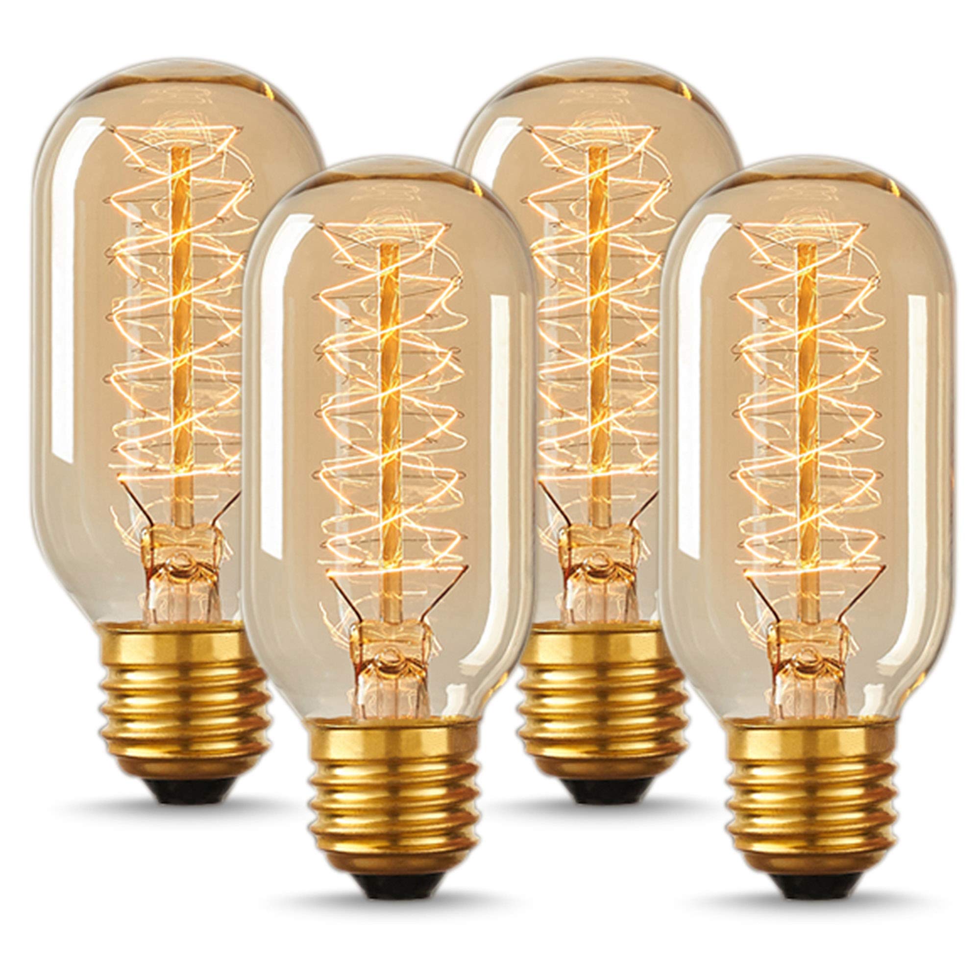 DORESshop Vintage Edison Bulbs, 40W Incandescent, E26/E27 Base, 4 Pack, Amber Glass, 2700K Warm White