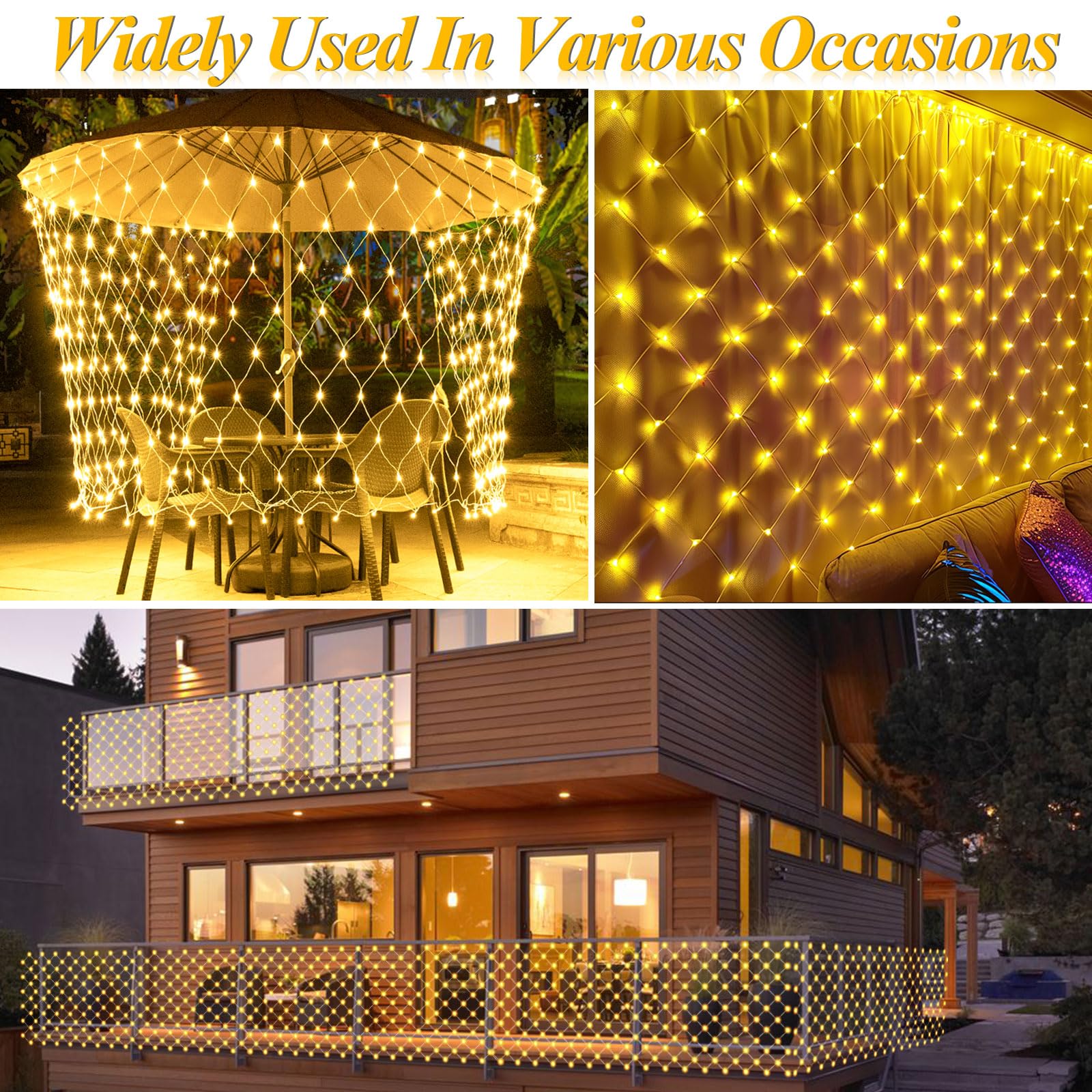 Lovelite 360 Led Net Lights, 21Ft X 5Ft Christmas Mesh Lights Clear Wire 8 Modes, Waterproof Connectable String Lights Plug In F