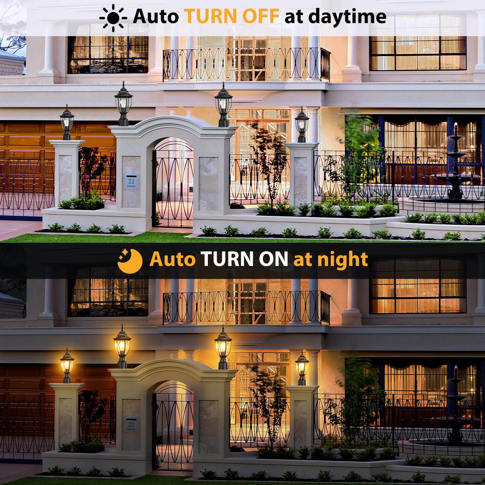 Lamomo Dusk To Dawn Outdoor Post Lights, Waterproof Aluminum Lamp Post Light Fixture, Lamp Posts Outdoor Lighting Pole Lantern F