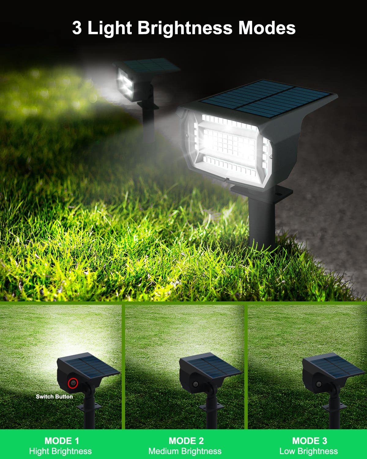 Lotmos Solar Spot Lights Outdoor, 10 Pack, 72 Led, 3 Modes, Ip67 Waterproof, Cool White