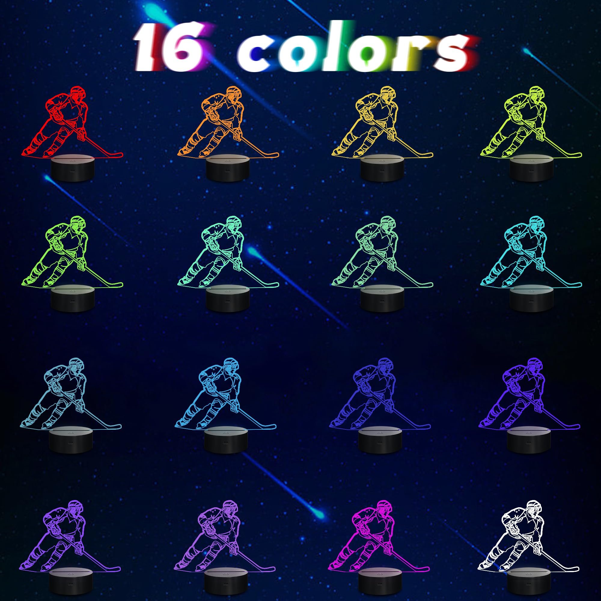 Coolgift Mart Hockey Gifts, 3D Rangers Hockey Lamp With 16 Color Changing Remote Control And Timer, Perfect Christmas And Birthd