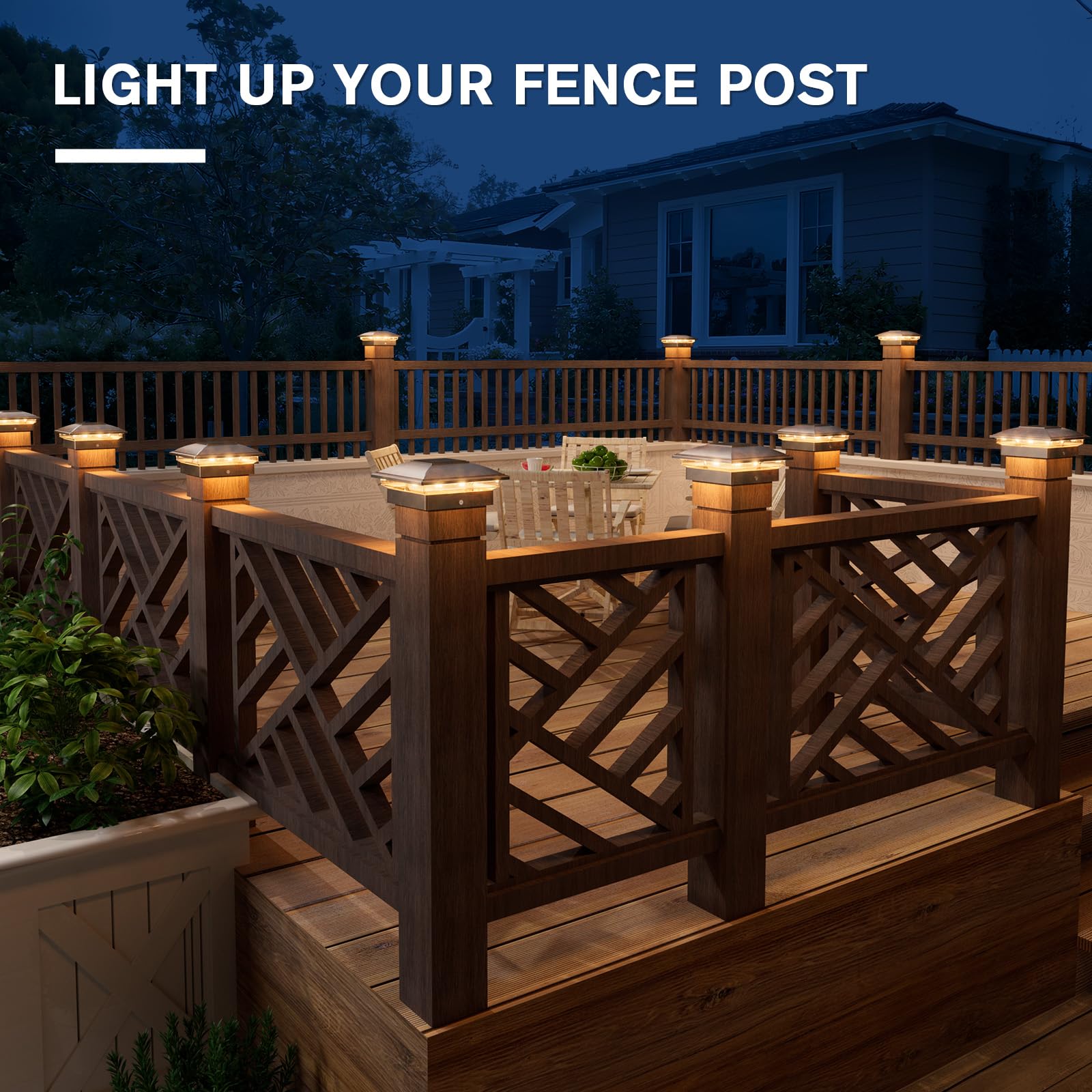 VOLISUN Solar Post Cap Light - 12 Pack Waterproof for 4x4 Wooden/Vinyl, Warm/Cool White, Brushed Copper, Model 21805ZM-WD-12PK