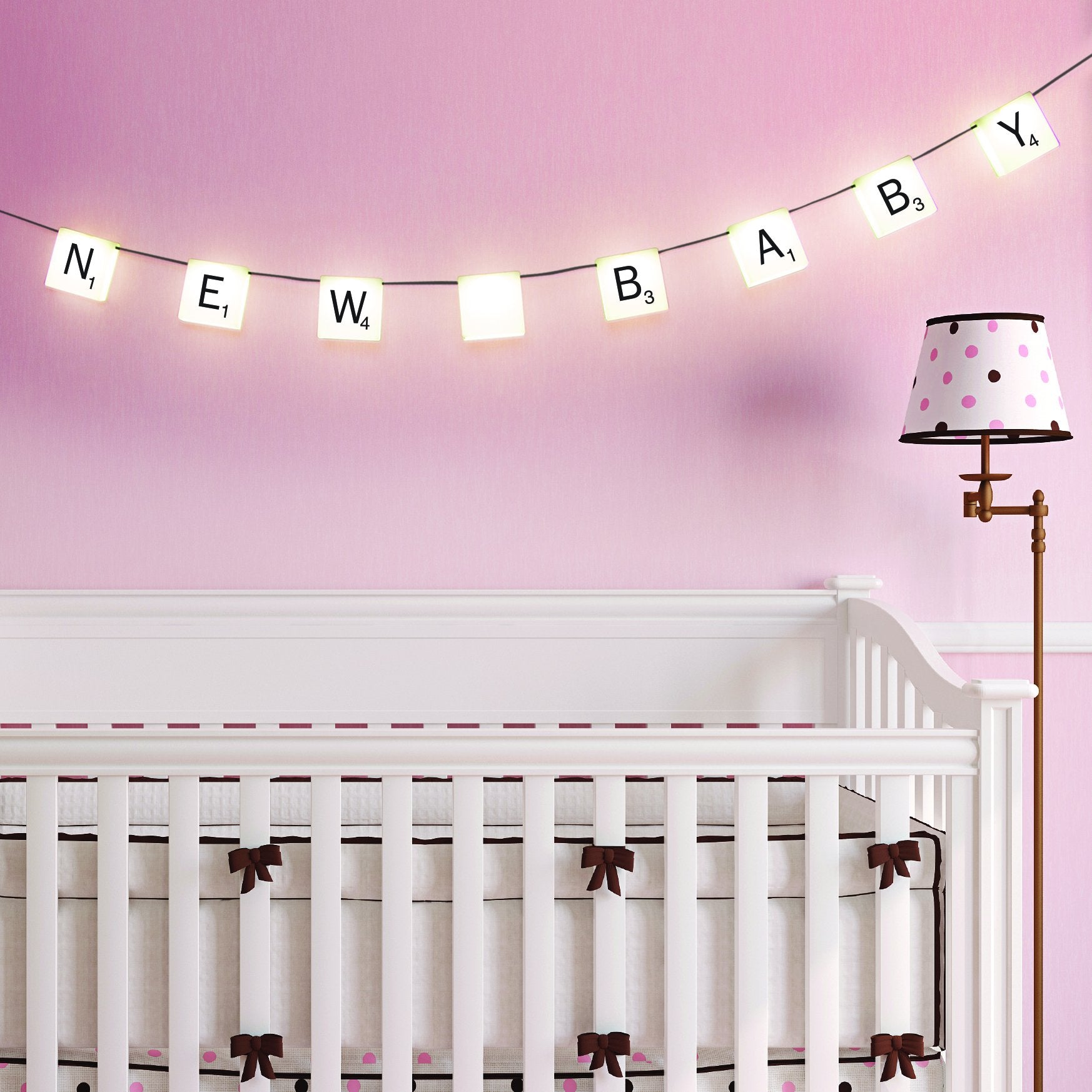 Paladone Scrabble Customizable Letter Tiles Light With Reusable Vinyl Stickers - Decor Light