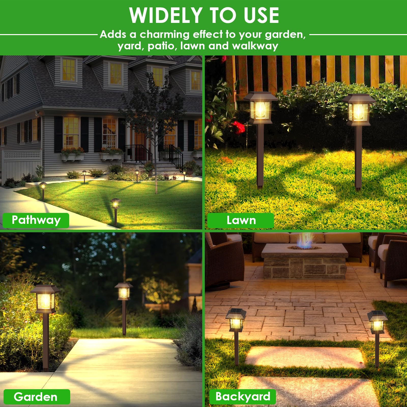Benany Solar Pathway Lights, 12 Pack Led Waterproof Outdoor Garden Landscape Lighting, Brown