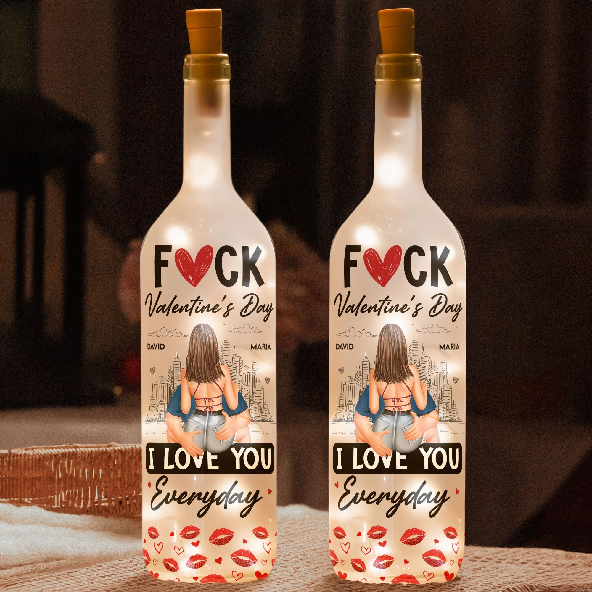 Macorner Personalized Valentines Day Gifts For Him & Her Bottle Lamp, Couple Gifts, Anniversary Present Gifts For Husband, Wife,