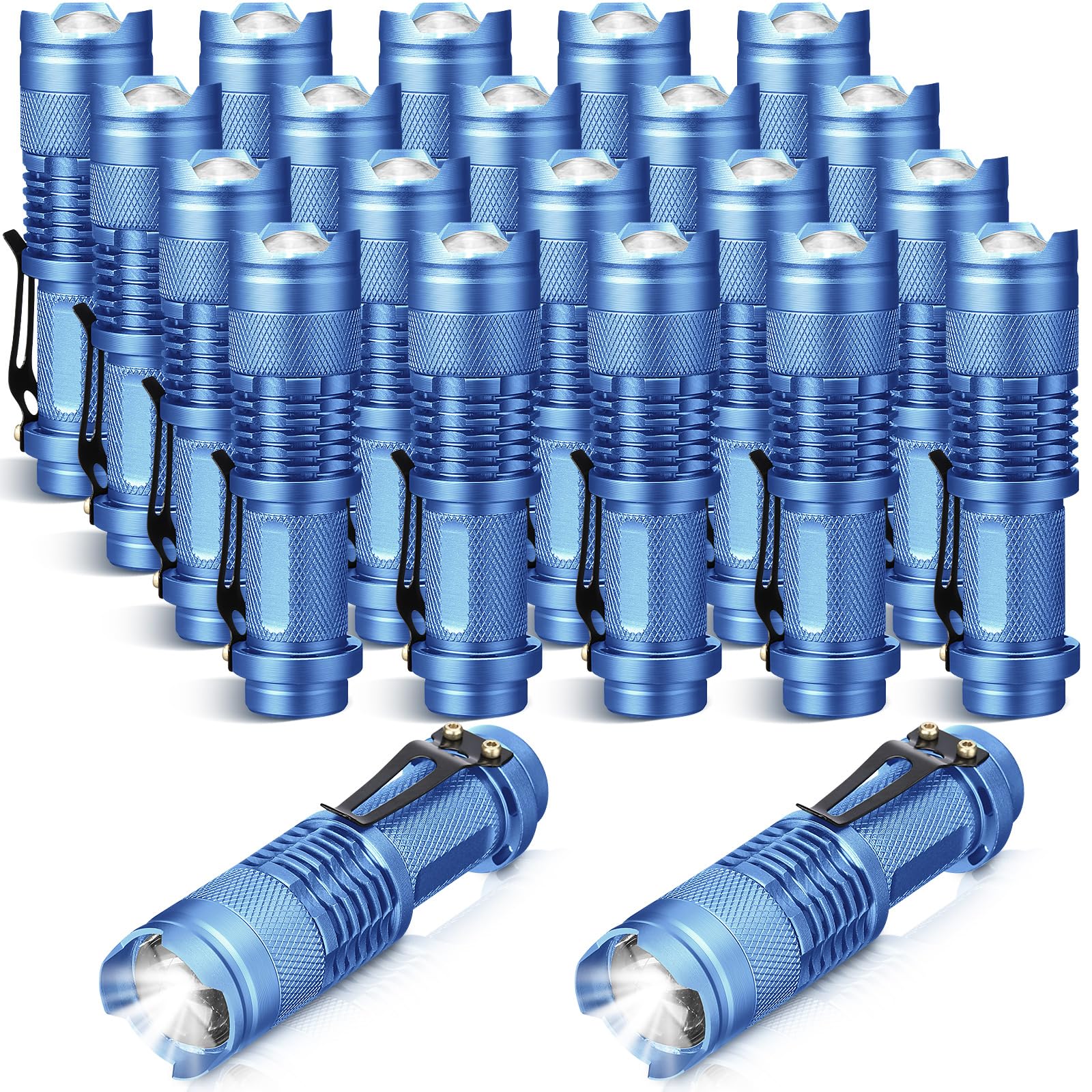 Fumete LED Flashlight Mini Tactical Torch 3 Mode Adjustable Focus Pocket Light Blue Model QA-Fumete-3752