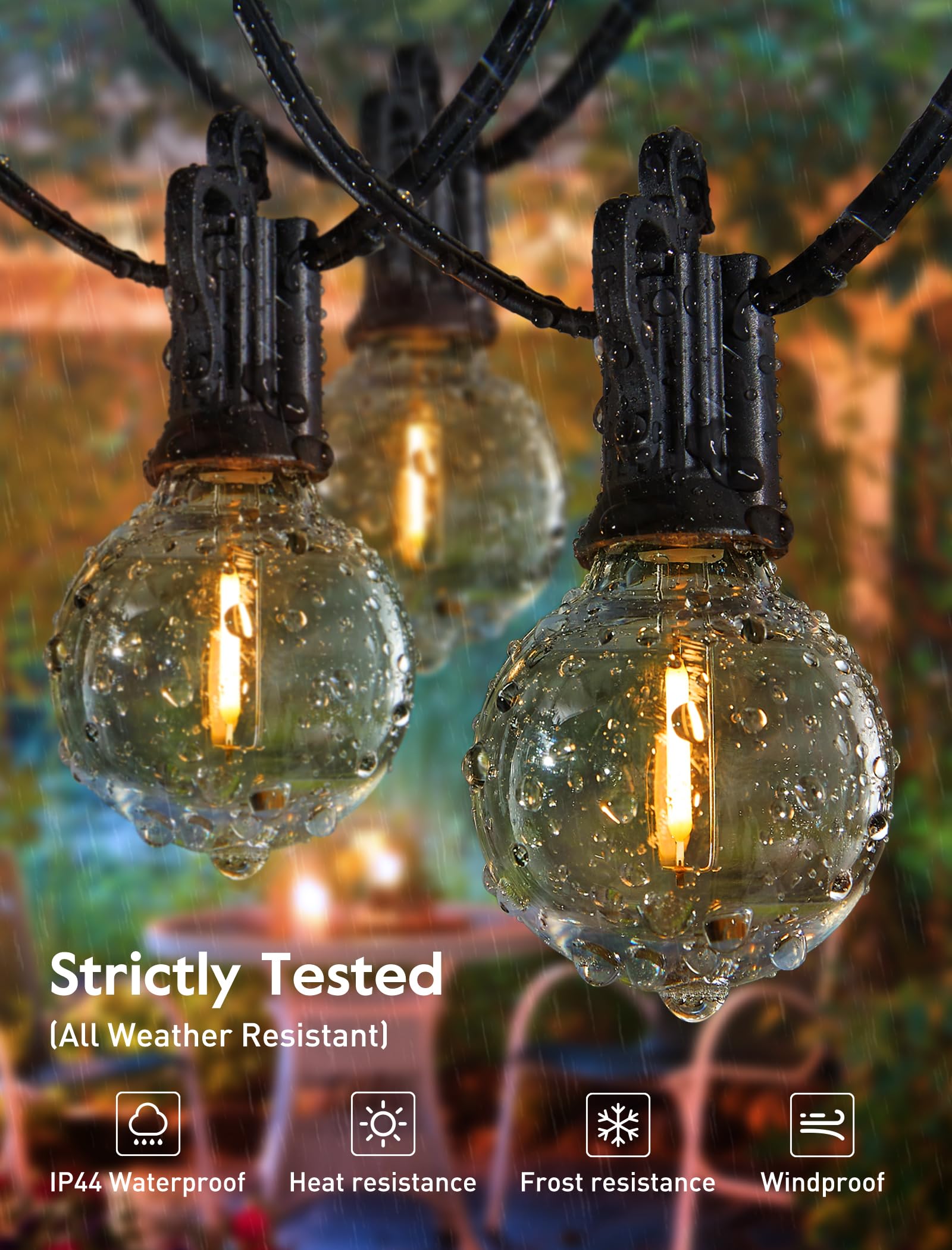 Brightown 60Ft Led Outdoor Deck Lights - 2 Pack Patio Lights With 30 Shatterproof Clear Dimmable Edison Bulbs, Waterproof Connectable Hanging Lights For Outside Backyard Porch Party Christmas Decor