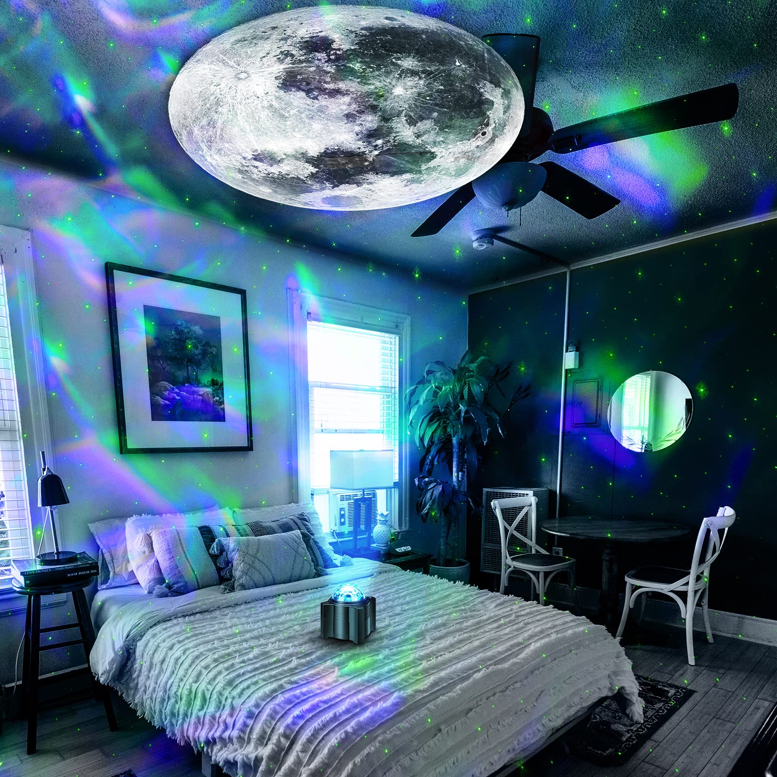 WANRAYW Star Projector, 15 in 1 Galaxy Projector with Bluetooth Speaker, Remote Control, Black, Model WRL26