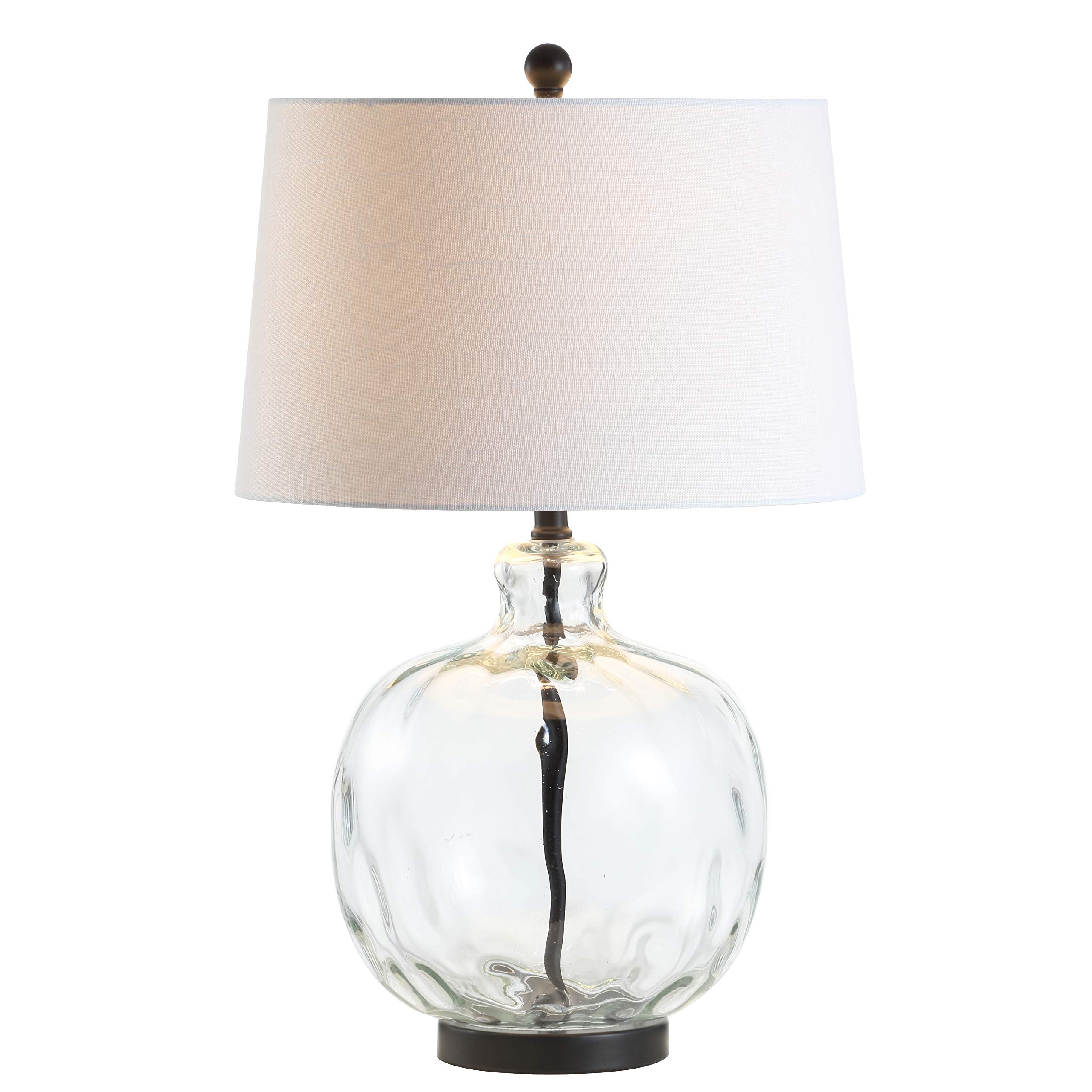 JONATHAN Y Rae LED Table Lamp, 26.5in Glass/Metal, Clear/Black, Model JYL1067A, Rustic Cottage Style for Bedroom, Living Room, Office