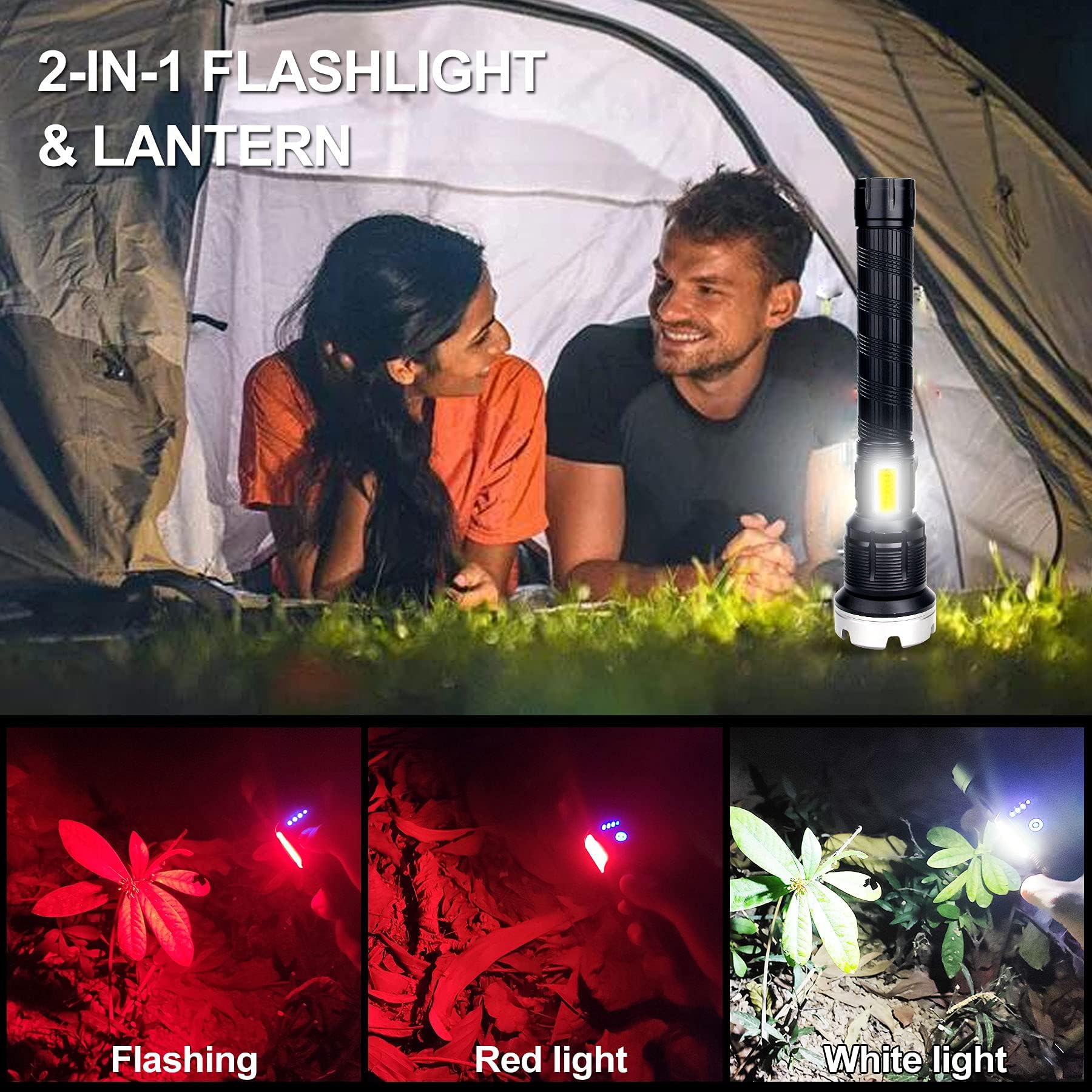 Vastfire 2000000 Lumens Rechargeable Flashlight - Zoomable Led Lantern For Camping & Home Use