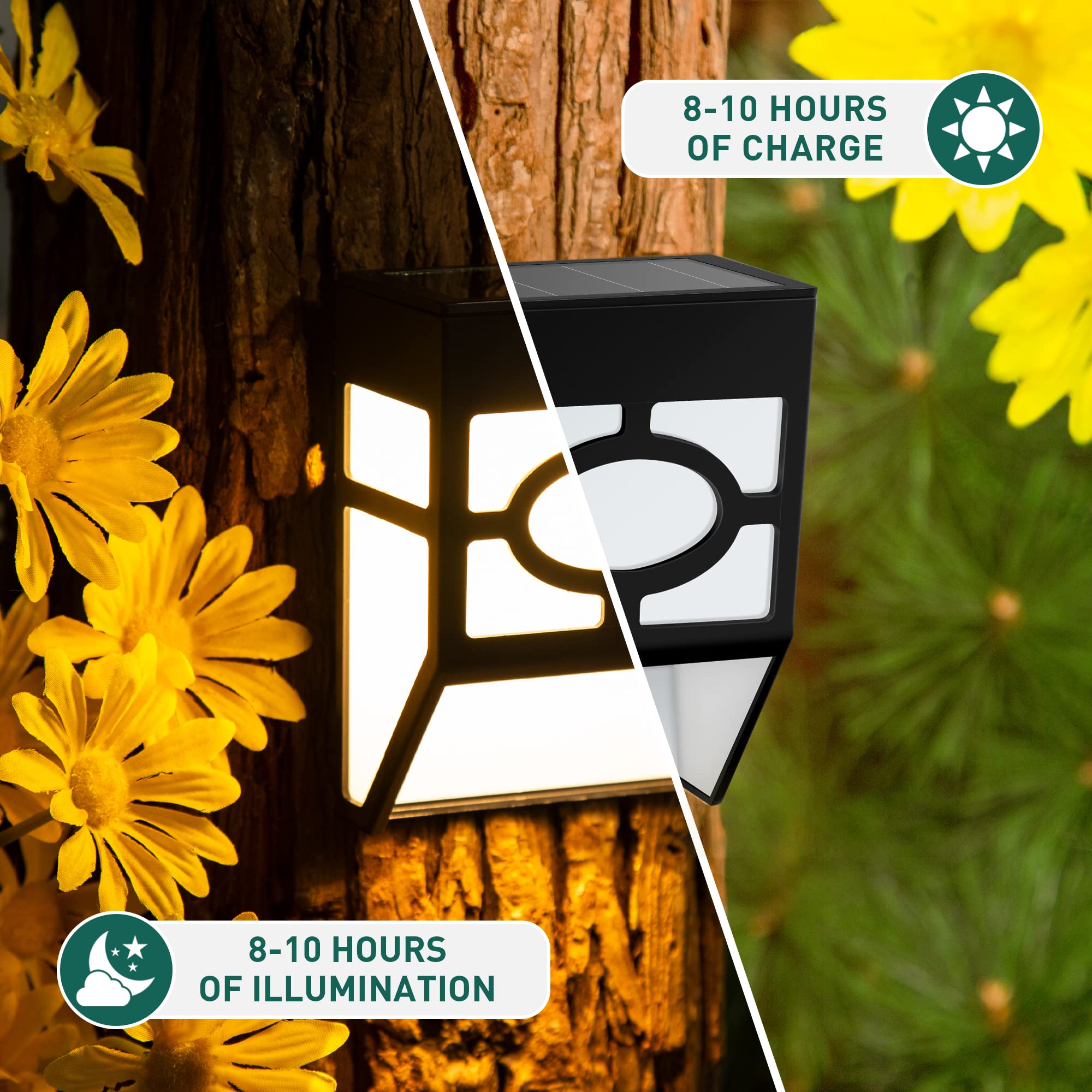 Solpex Solar Deck Lights,Solar Fence Lights, 2 Modes Christmas Decoration Lights,Unique Pattern, Waterproof Automatic Outside, D