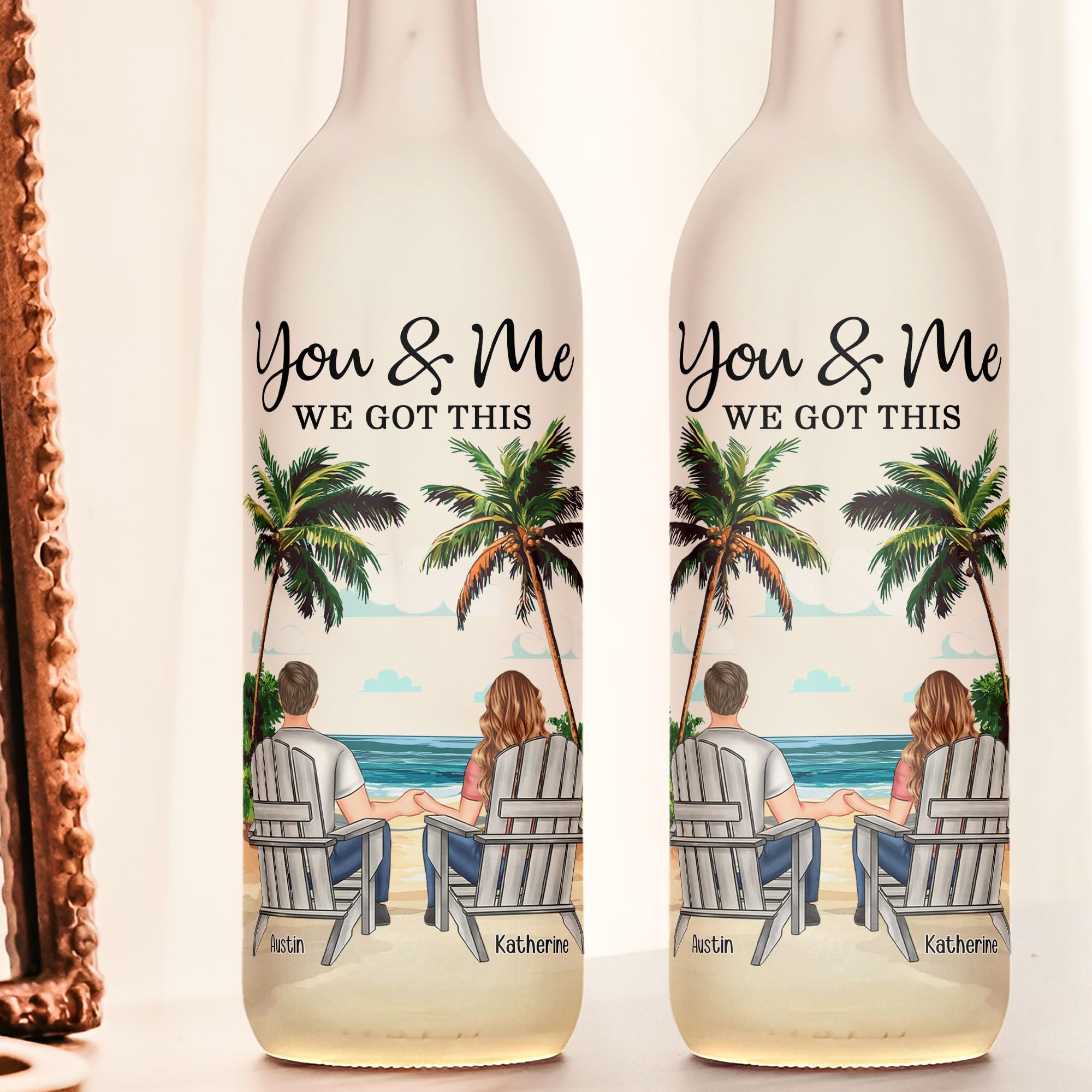 Macorner Personalized Bottle Lamp You & Me We Got This, Anniversary Housewarming Couples Gifts, Birthday Gifts For Women Wife, H
