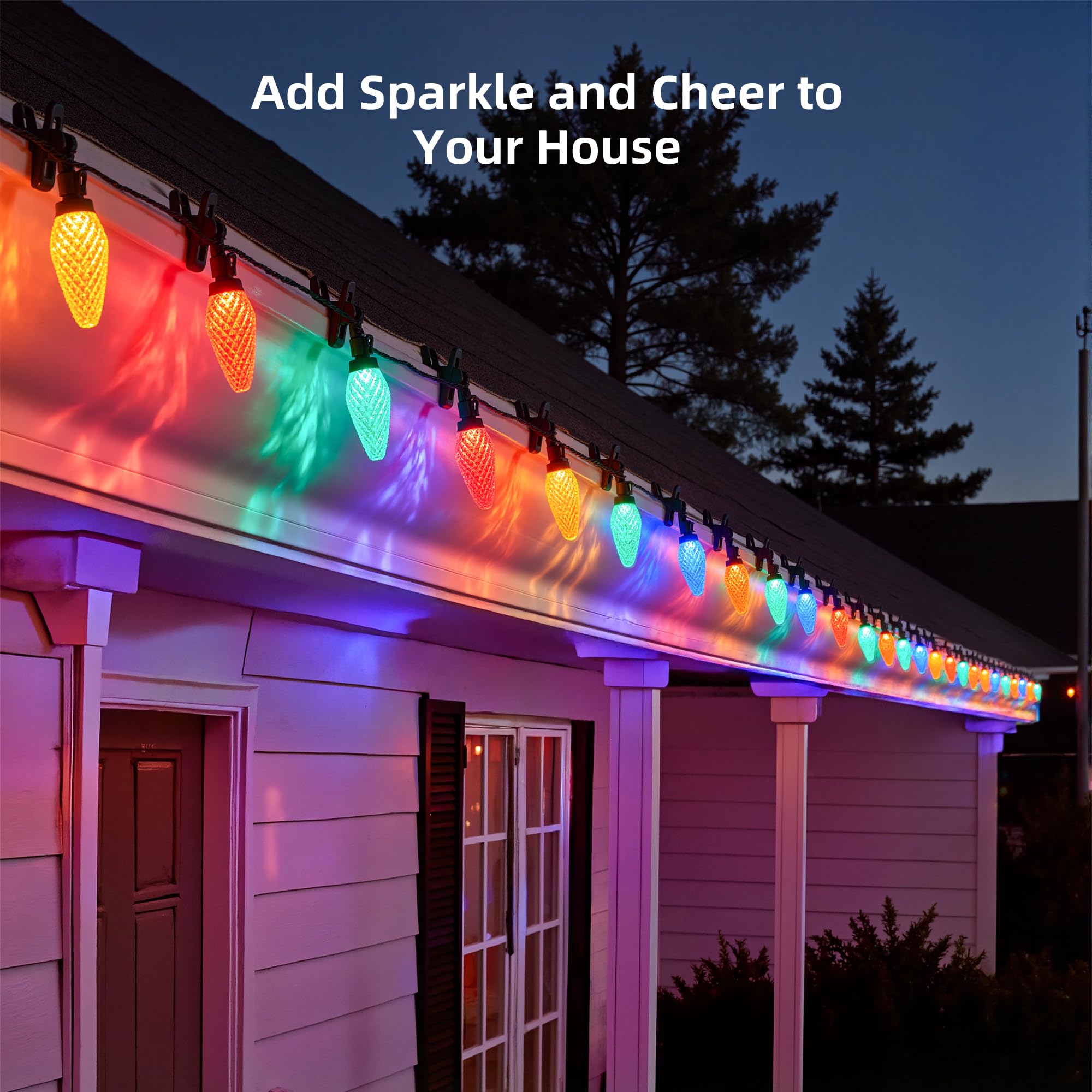 Brightown C9 LED Christmas Lights, 97ft Waterproof Multicolor String Lights for Outdoor Decor, Model 5-150/3F/C-033