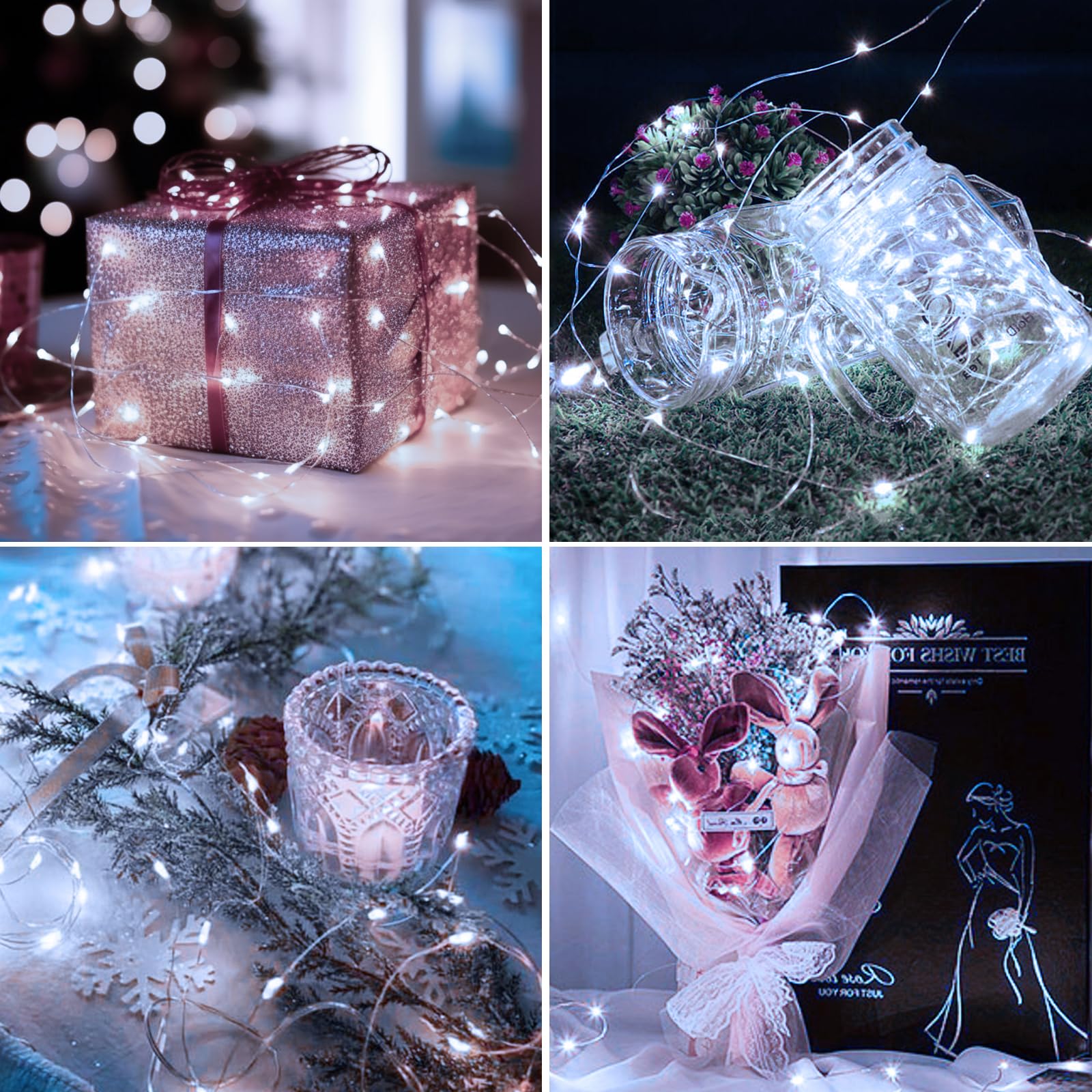 Litogo 5 Pack Fairy Lights, 7Ft 20Led Battery Operated Waterproof String Lights, Cool White