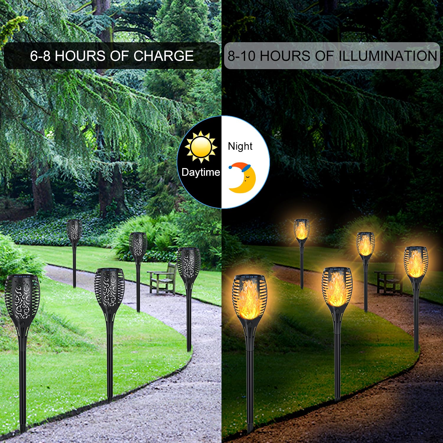 Upgraded Solar Lights Outdoor 7 Pack, Solar Torch Lights With Flickering Flame, Super Larger Size For Garden Decor, Solar Powere