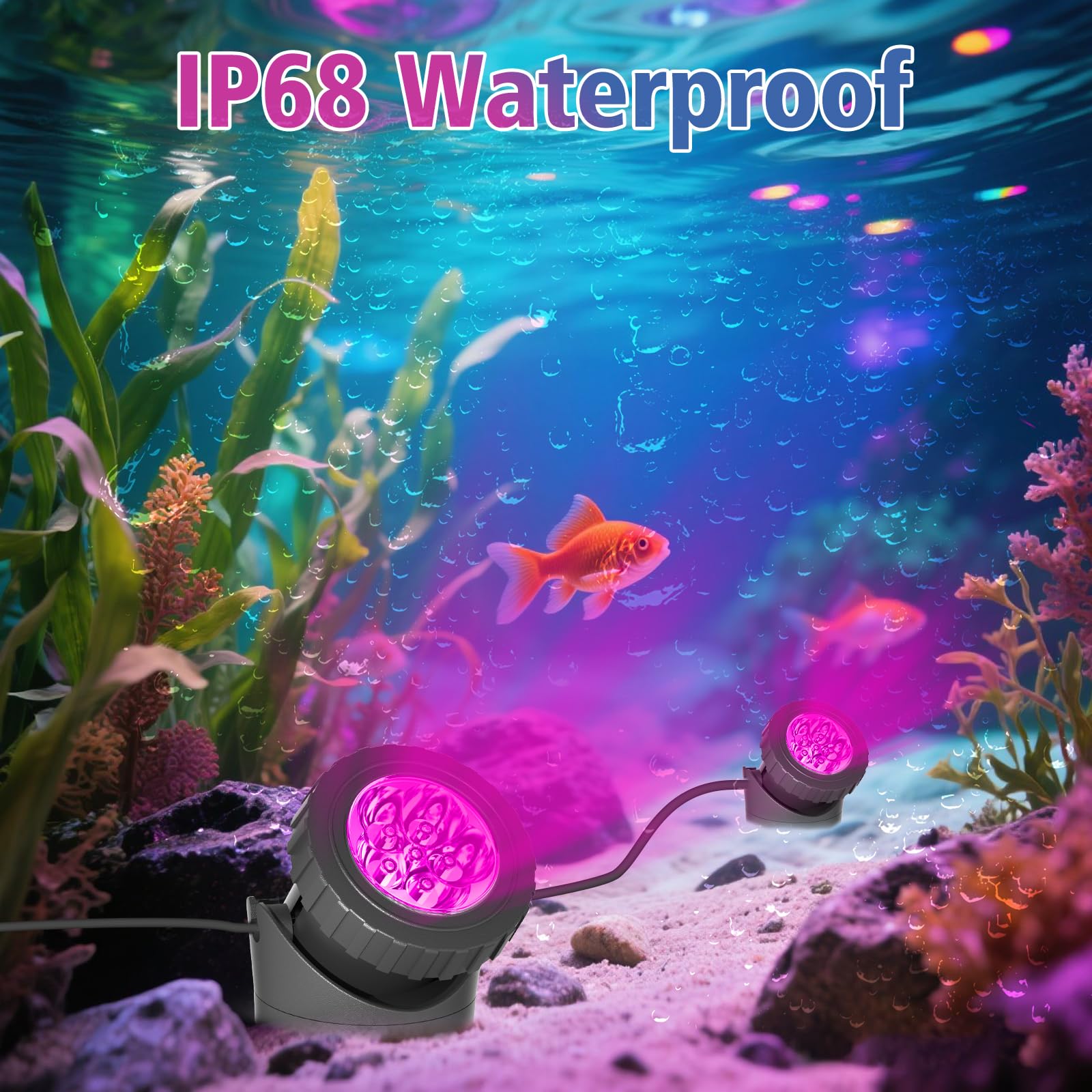 T-SUN 5-Head LED Pond Light - Submersible RGB Color Changing with Remote Control, Plastic, Model TS-F2210