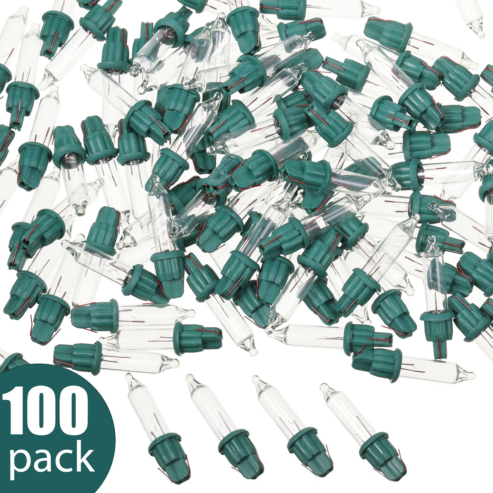 Mudder 200 Pieces 2.5V Replacement Christmas Tree Light Bulbs 50/100/150/200 Count Mini Incandescent Wire String Light Replacement Bulbs For Xmas Tree Decoration (Green Base With Warm White Bulb)