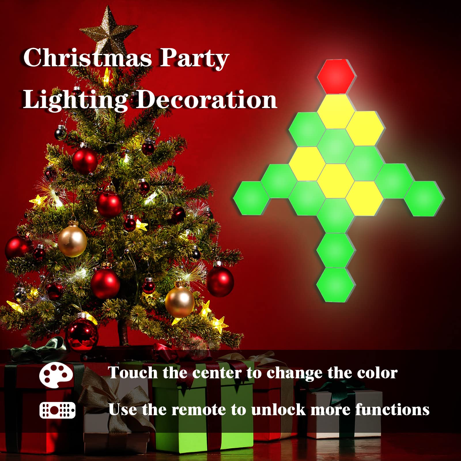 Yxqua Hexagon Led Wall Panels - Touch Control, Multi-Colored, Autism-Friendly, 12 Pack