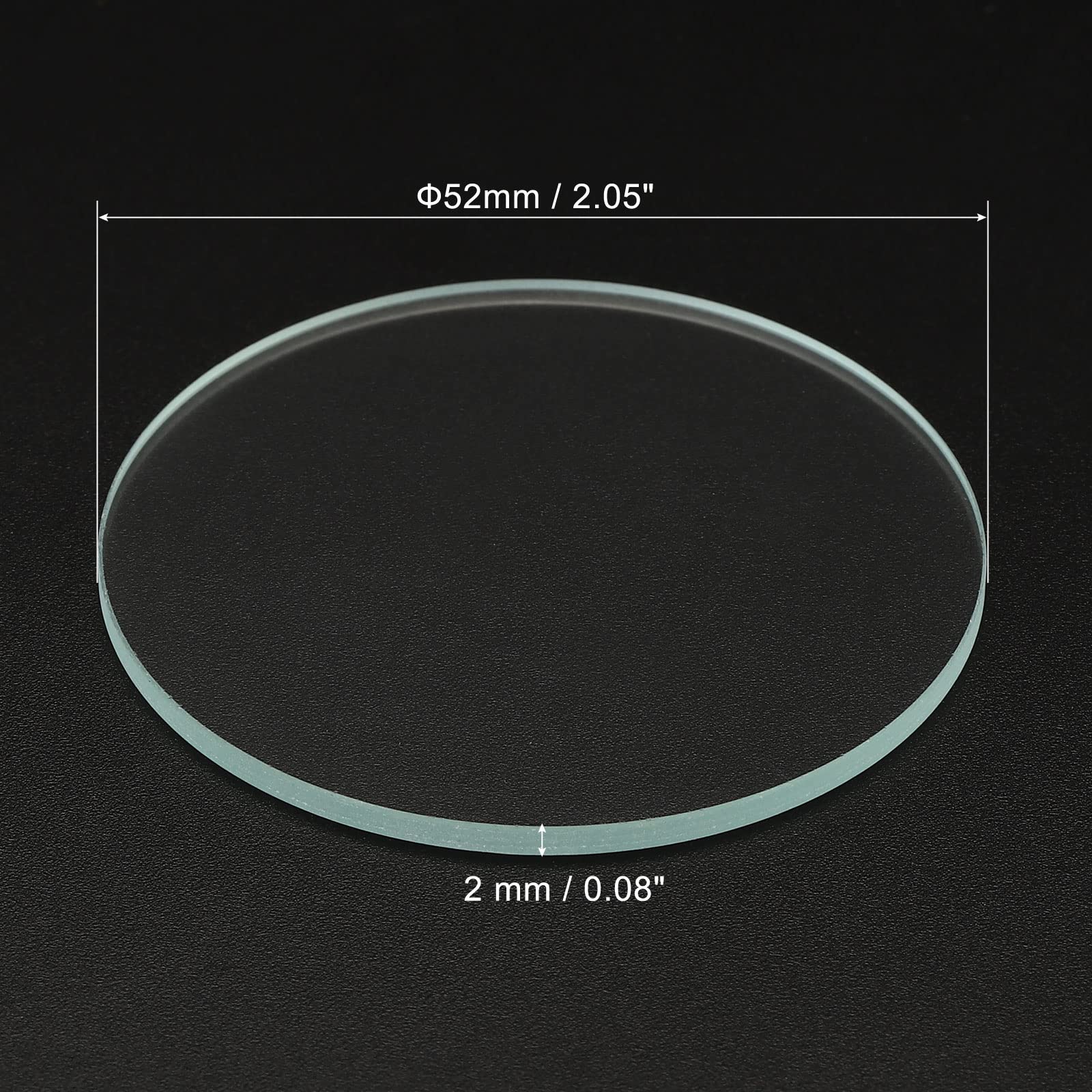 Patikil 2.05X0.08 Dia Flashlight Glass Lens, 2 Pcs Polished Edge Glass Lens For Led Light Source Lens Handheld Flashlight Replac