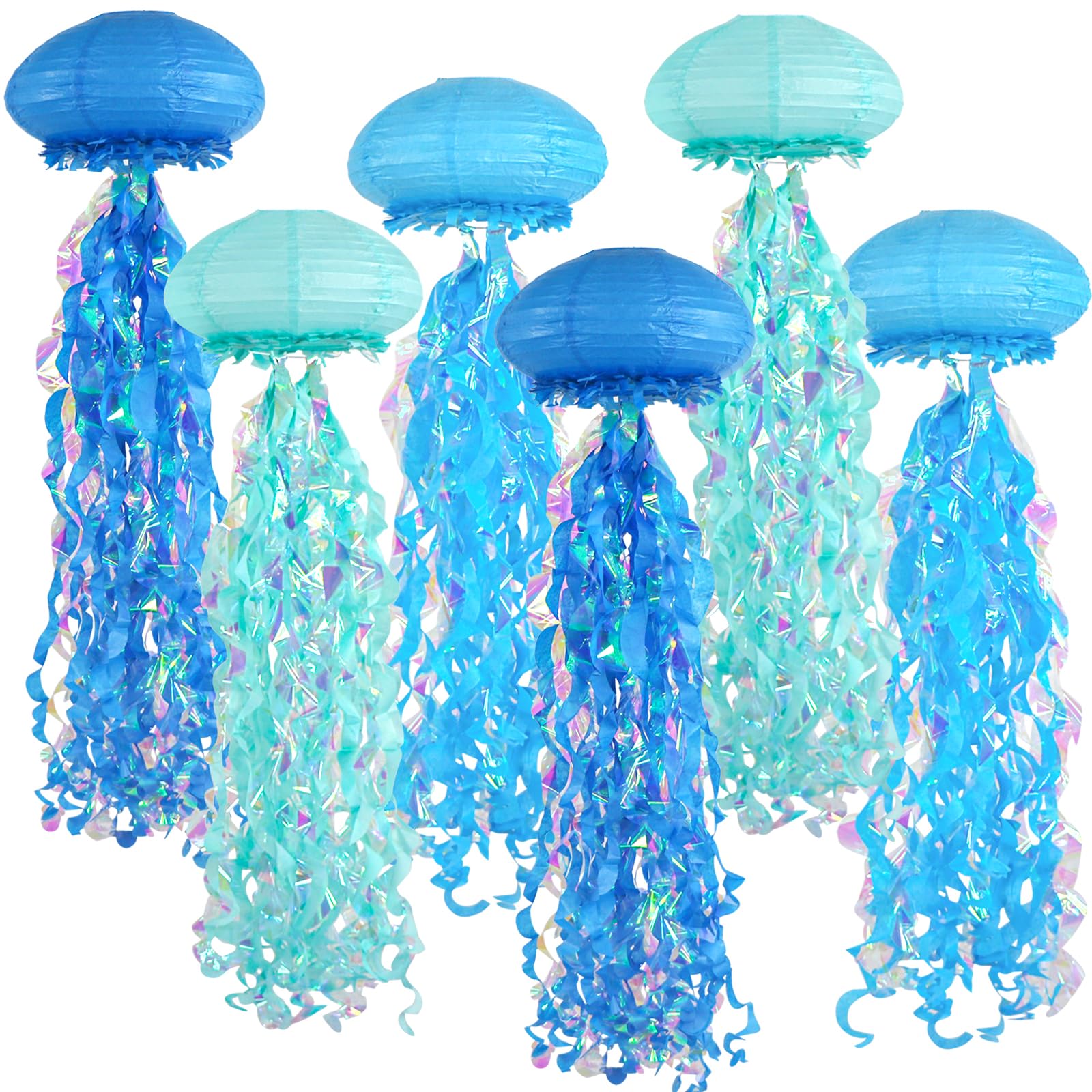 ADLKGG Jellyfish Paper Lanterns, Under The Sea Party Decorations, 6pcs Hanging Jelly Fish for Mermaid Ocean Themed Birthday Part