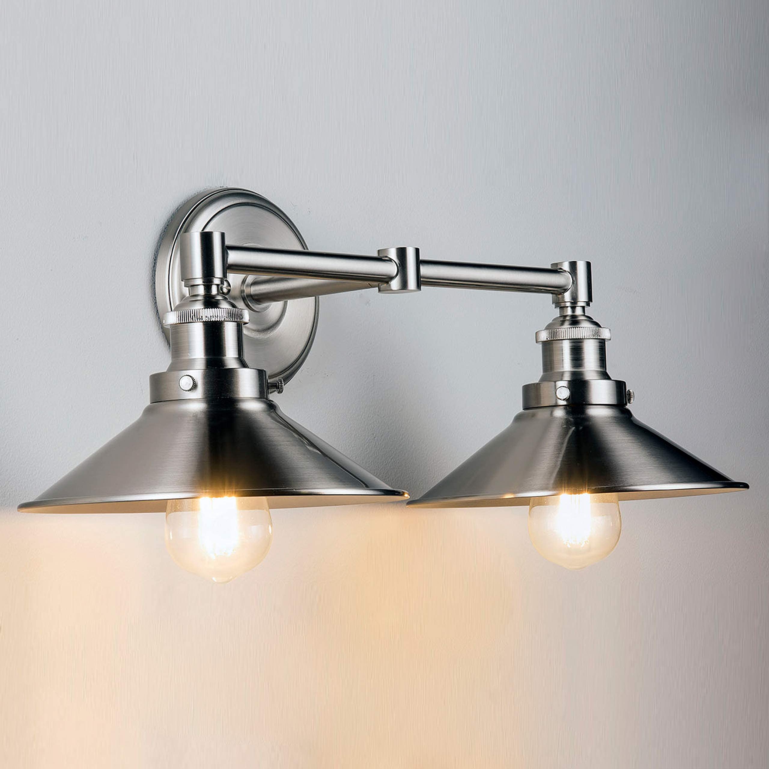 Linea Di Liara Andante 2 Light Bathroom Vanity Light Industrial Brushed Nickel Bathroom Light Fixtures Above Mirror Bathroom Lig