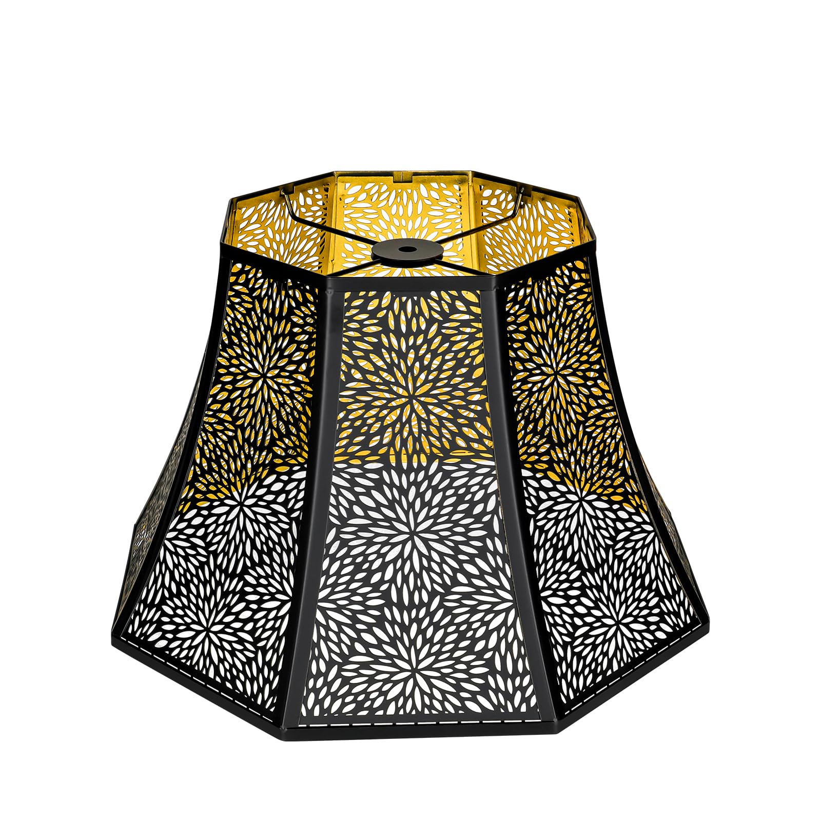 ALUCSET Octagonal Metal Lampshade, Black and Gold, 7.9x13.8x8.7in, Fits Table and Floor Lamp