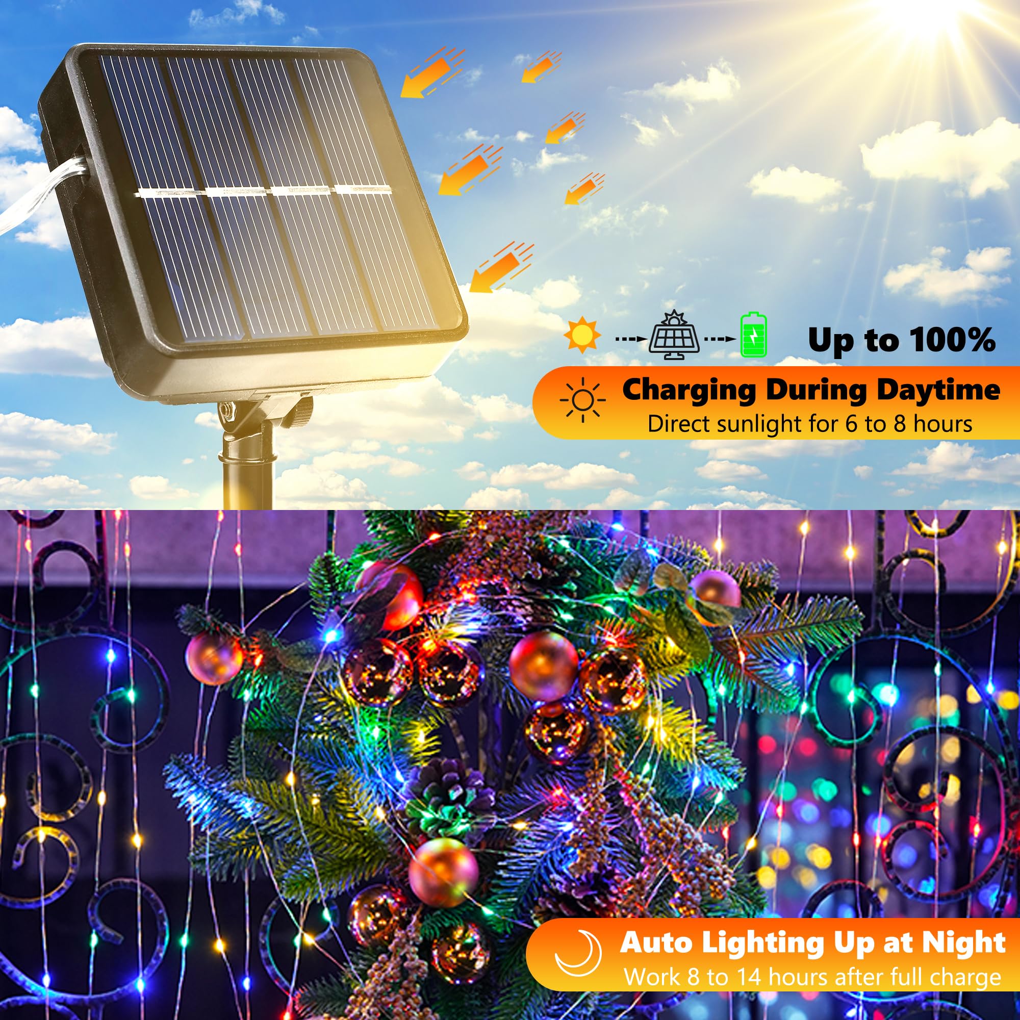 Joomer Solar Fairy Lights Outdoor, 2Pack Total 80Ft 240Led 8 Modes Solar Fairy Lights, Waterproof String Lights For Outdoor Decoration (Multicolor)