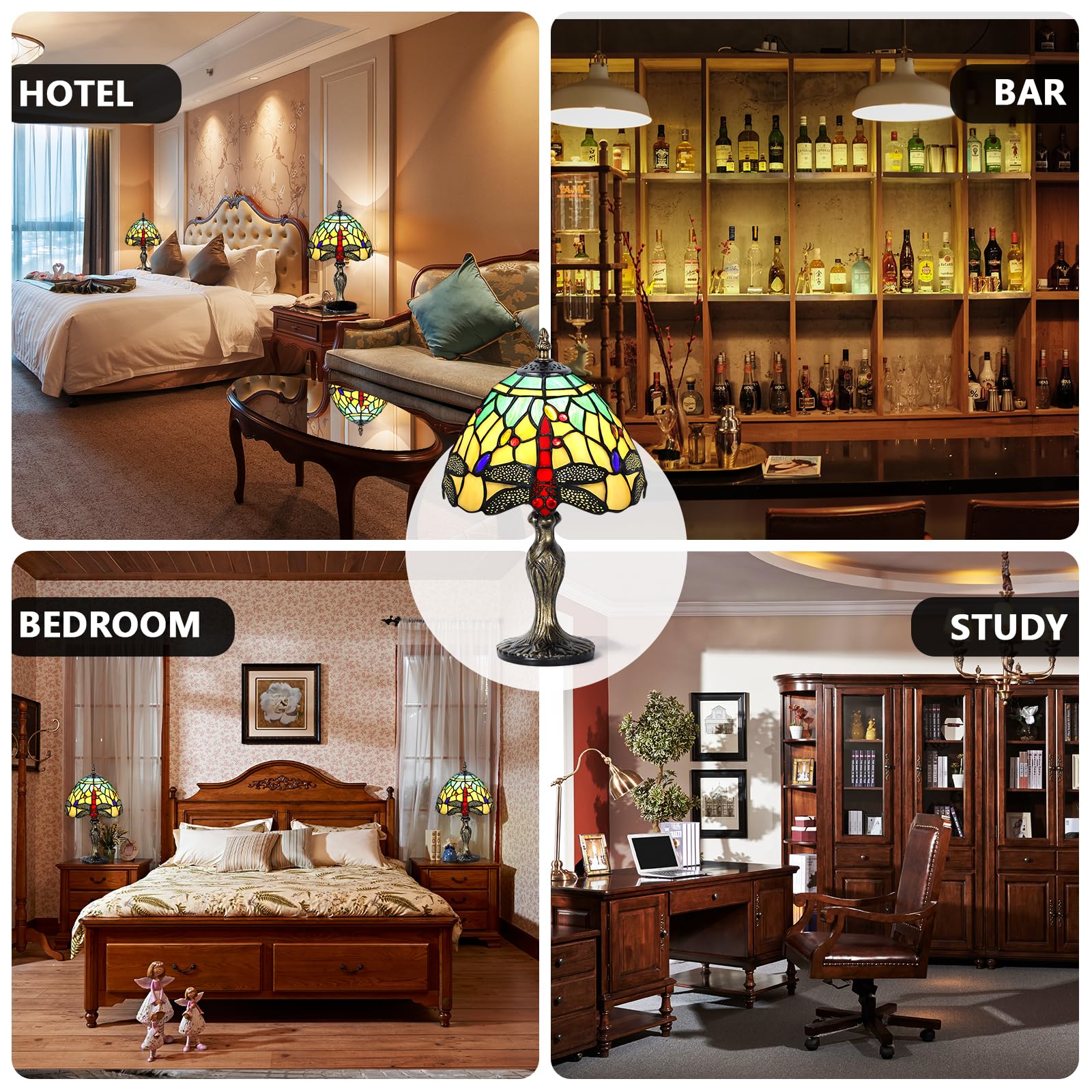 Miaoke L  Mpara De Mesa De Vidrio Con Abalorio De Vidrio, Hecha A Mano Para Mesita De Noche, L  Mpara De Noche, Arte Antiguo, Sa