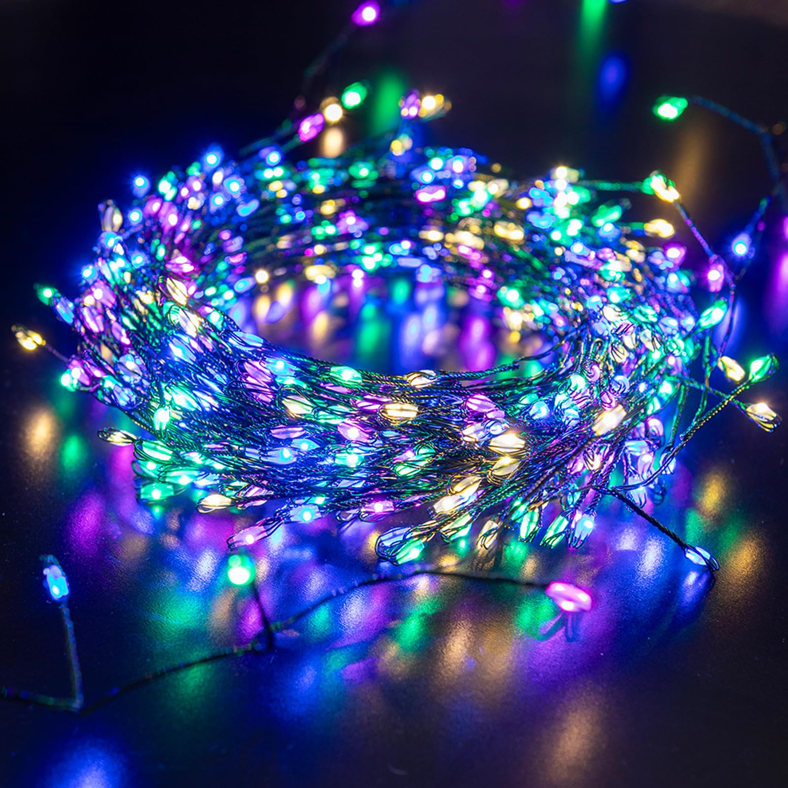 Zeluxdot 10Ft Waterproof Fire er Fairy Lights, 100 Leds, Multicolor With Remote, Green Wire For Indoor/Outdoor Decor