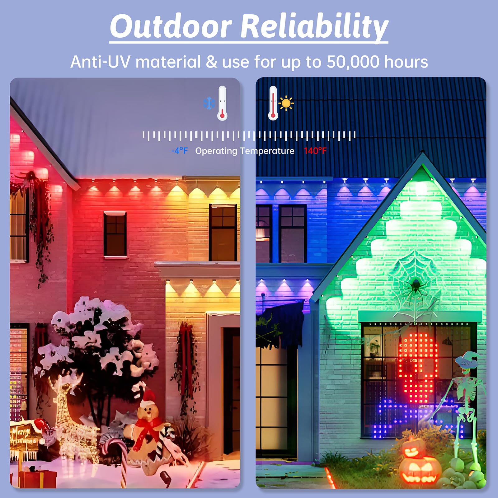 Permanent Outdoor RGB Lights,IP67 Waterproof LED Eaves Lights with Smart App/Remote Control,for Christmas and All Holiday Decor,
