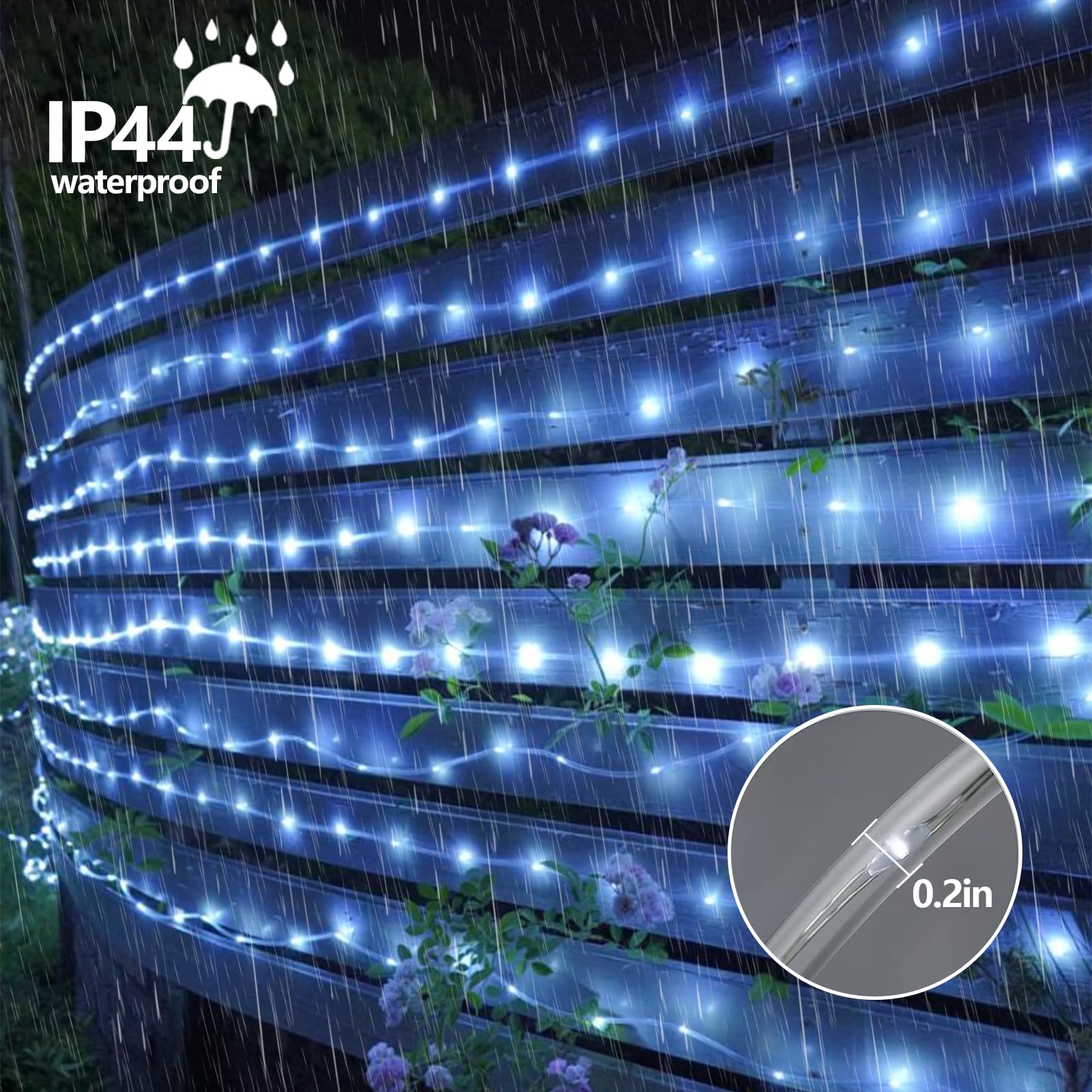 YEGUO Solar String Lights, 72ft 200 LED, Waterproof, White PVC Tube