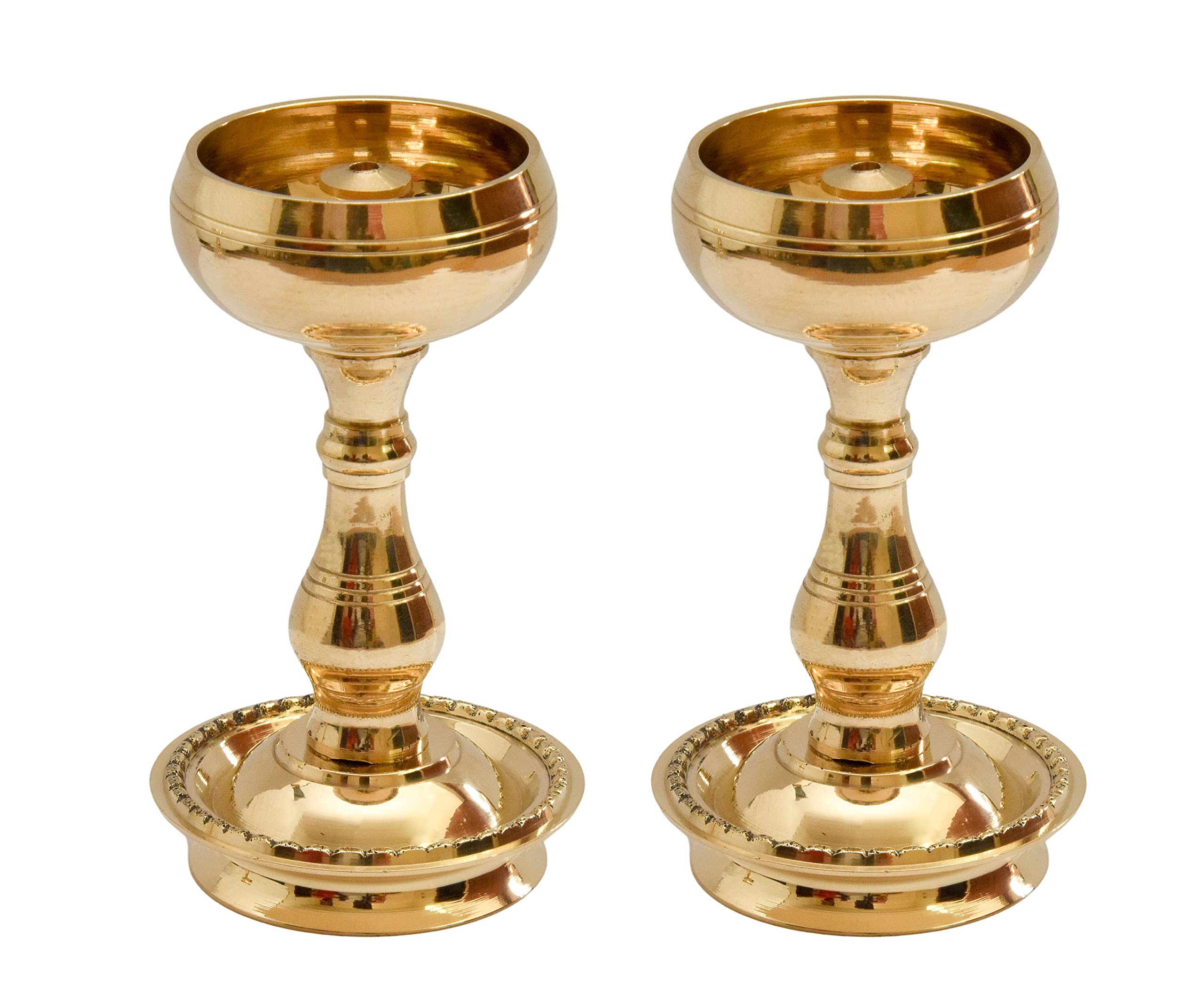 Bhimonee Decor Pure Brass Udupi Nanda Bowl Long Table Diya, 4.25 inches big , brass, Pack of 2 pcs