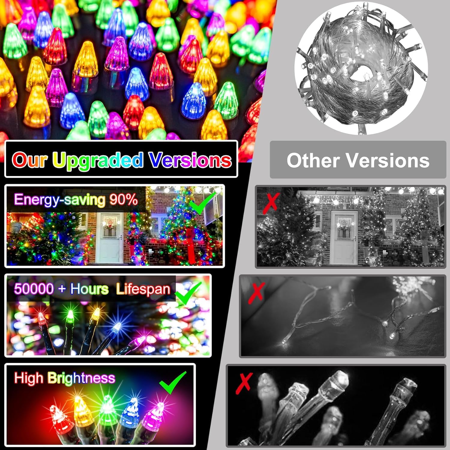 750 Led 240Ft Christmas String Lights Outdoor  12 Pro Modes And Timer Memory & Brightness  Plug In Waterproof Dark Green Wire Twinkle Light For For Xmas Yard Tree Wedding Party Decor (Multicolor)