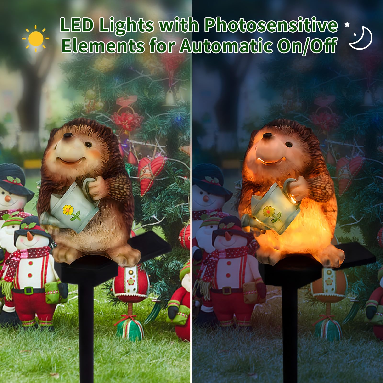 Qh & Garden Solar Light Outdoor Decor Solar Led Hedgehog Stake Lights  Ip55 Waterproof Animal Figurines Decorative Light For Yard Patio Garden Lawn Balcony-Hedgehog Ornament Gift For Grandma