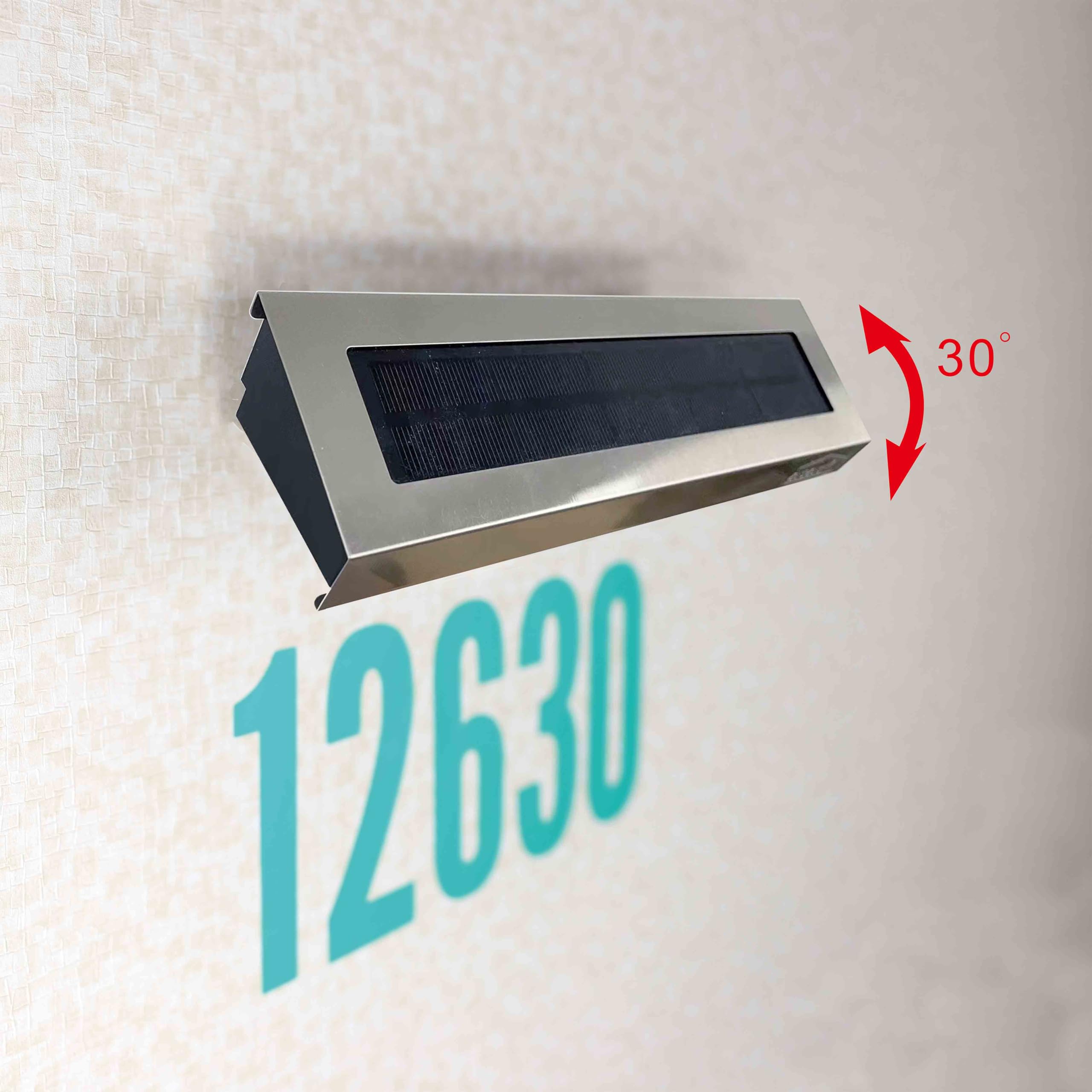 ZUOZUOYA Solar Lights for House Numbers, Aluminum, 9x2.6 inch, Silver, Outdoor Wall Light for Garden, Patio, and Yard