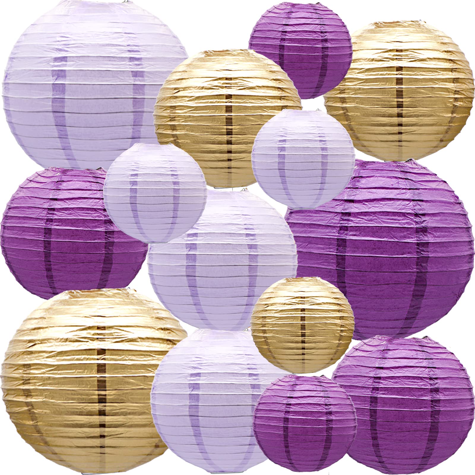 Round Chinese Paper Lanterns Decorative 14Pcs Wedding Birthday Party Valentine'S Day Baby Showers Decoration Violet