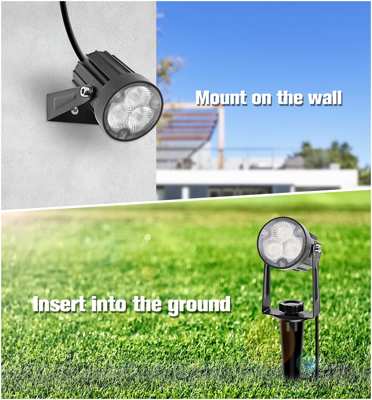 APONUO Metal Solar Landscape Lights, Waterproof 6-in-1 Spotlight, Auto On/Off for Pathway, Driveway, Patio - Warm White