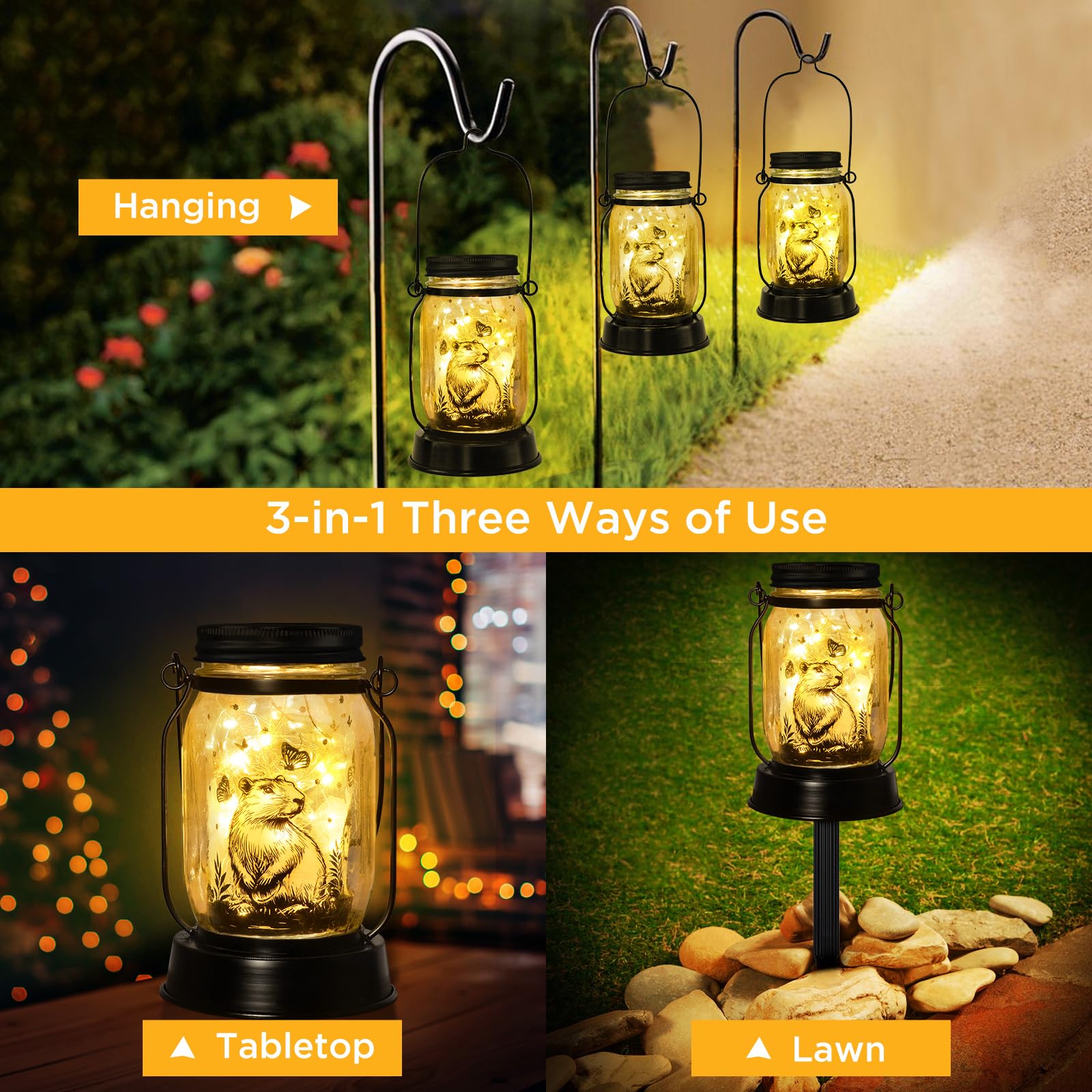 Capybara Gifts For Women/Men Capybara Solar Lanterns Mom Grandma Birthday Present Lantern Memorial Lights Solar Garden Decoratio
