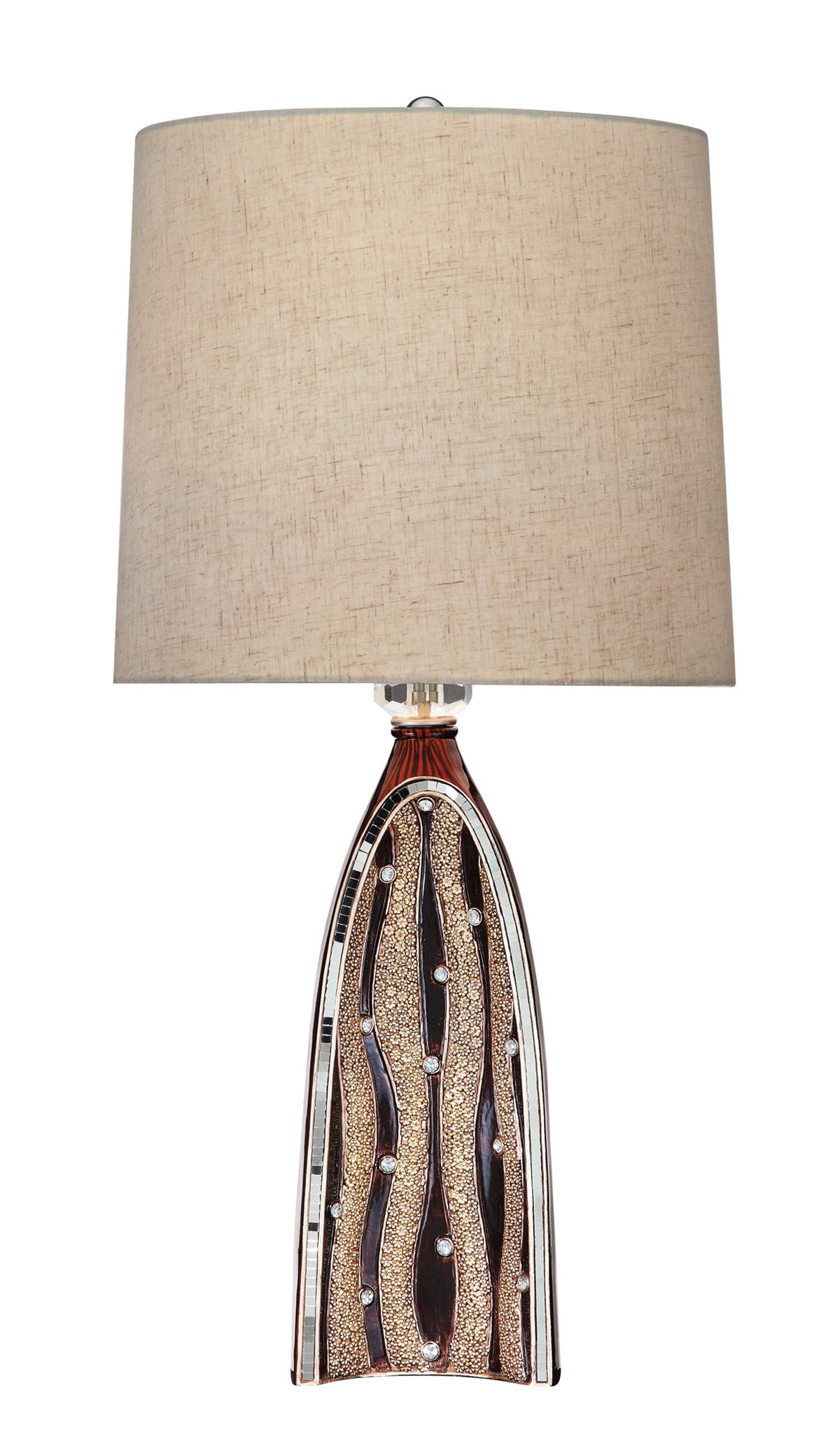 Ok Lighting Brown Sunset Ripples Table Lamp - Elegant Resin Design For Home Decor