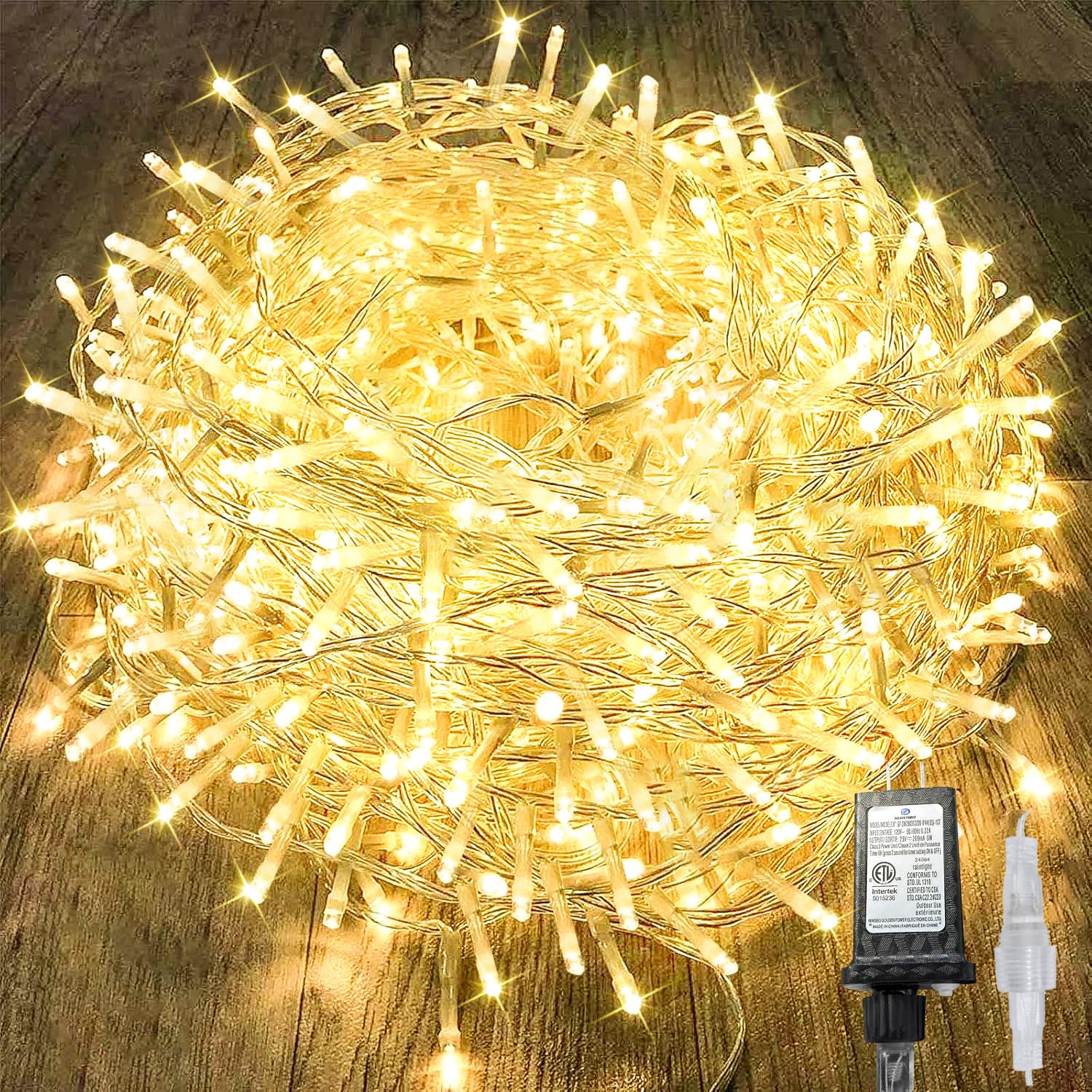 KAQ Connectable Christmas String Lights 240LED Warm White Clear Wire 88Ft 13 Modes Model GP-SW290DC0209-IP44