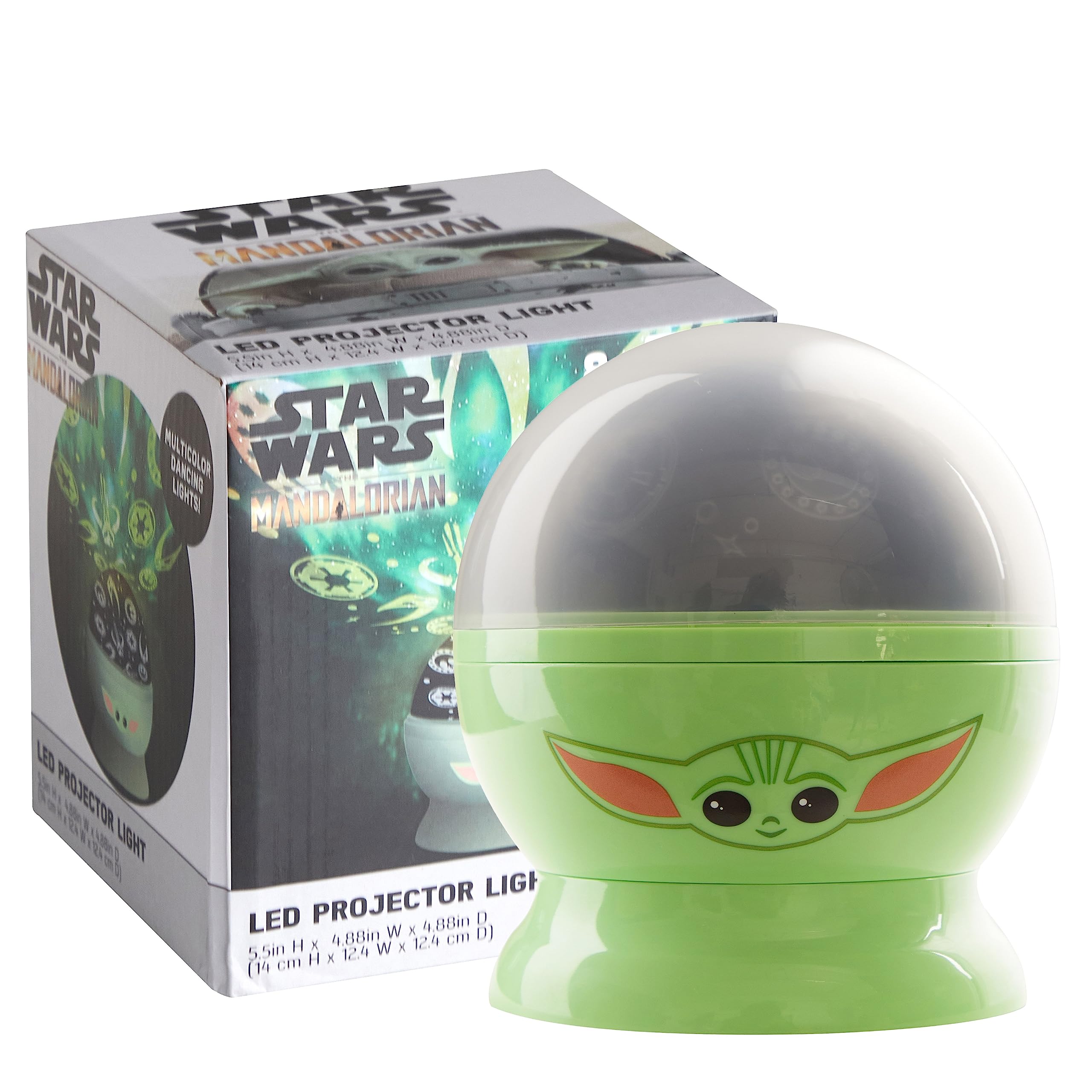 Idea Nuova Kids Lamp - Star Wars The Mandalorian Rotating LED Projection Nightlight, 4.88inx4.88inx5.5in, Plastic, Model K330560