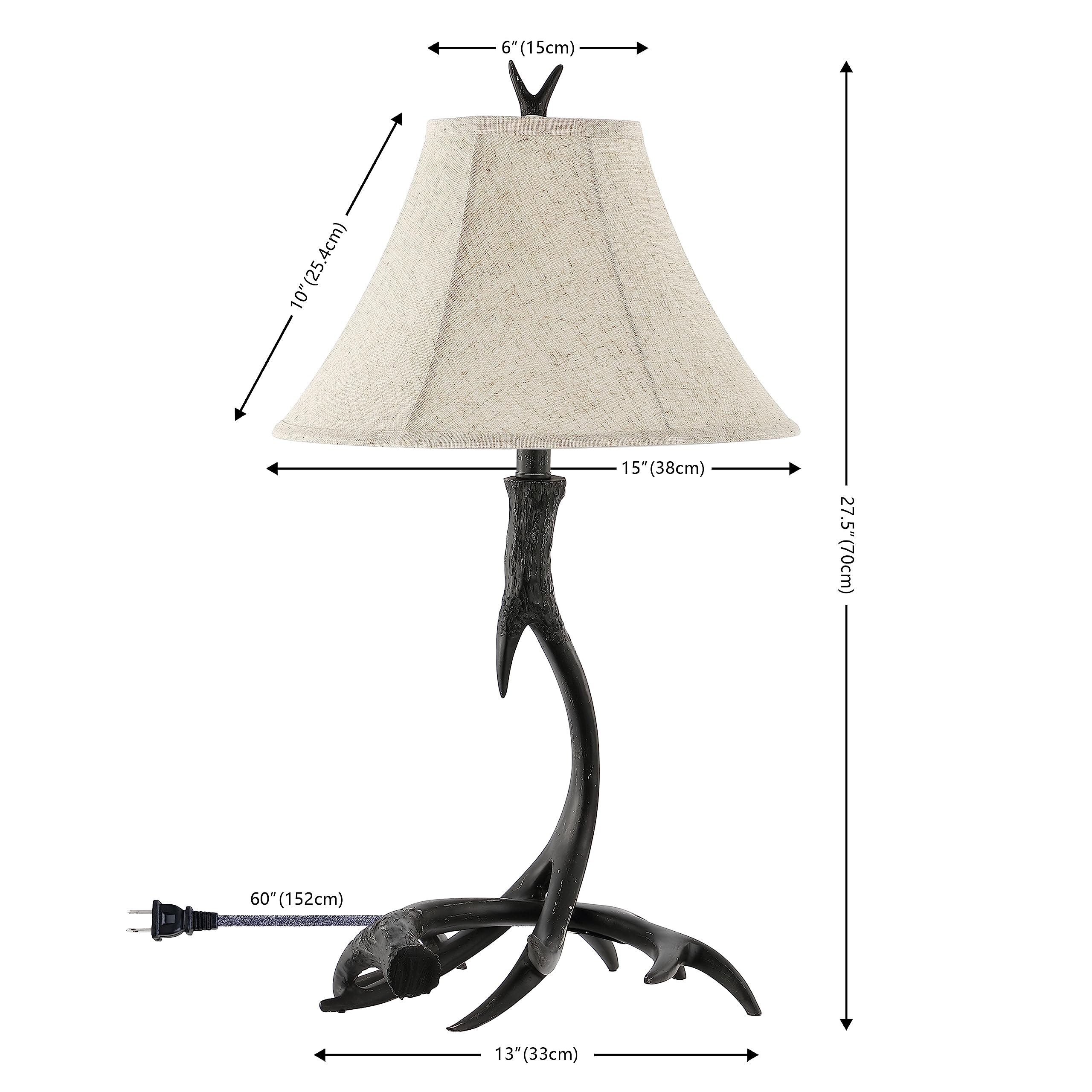 Jonathan Y Jyl6305C Antler 27.5'' Rustic Resin Led Table Lamp, Traditional For Bedroom, Living Room, Office, Kids Room, Entryway