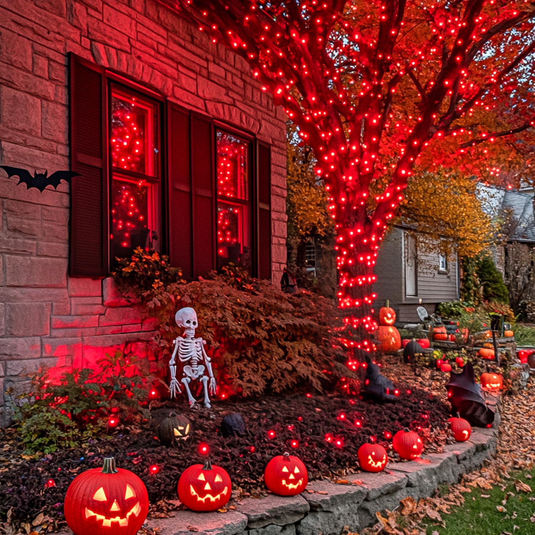 JMEXSUSS 250 LED Red String Lights, 91.5ft Waterproof, 8 Modes, Indoor/Outdoor Holiday Decorations, Model EXS-S-0250